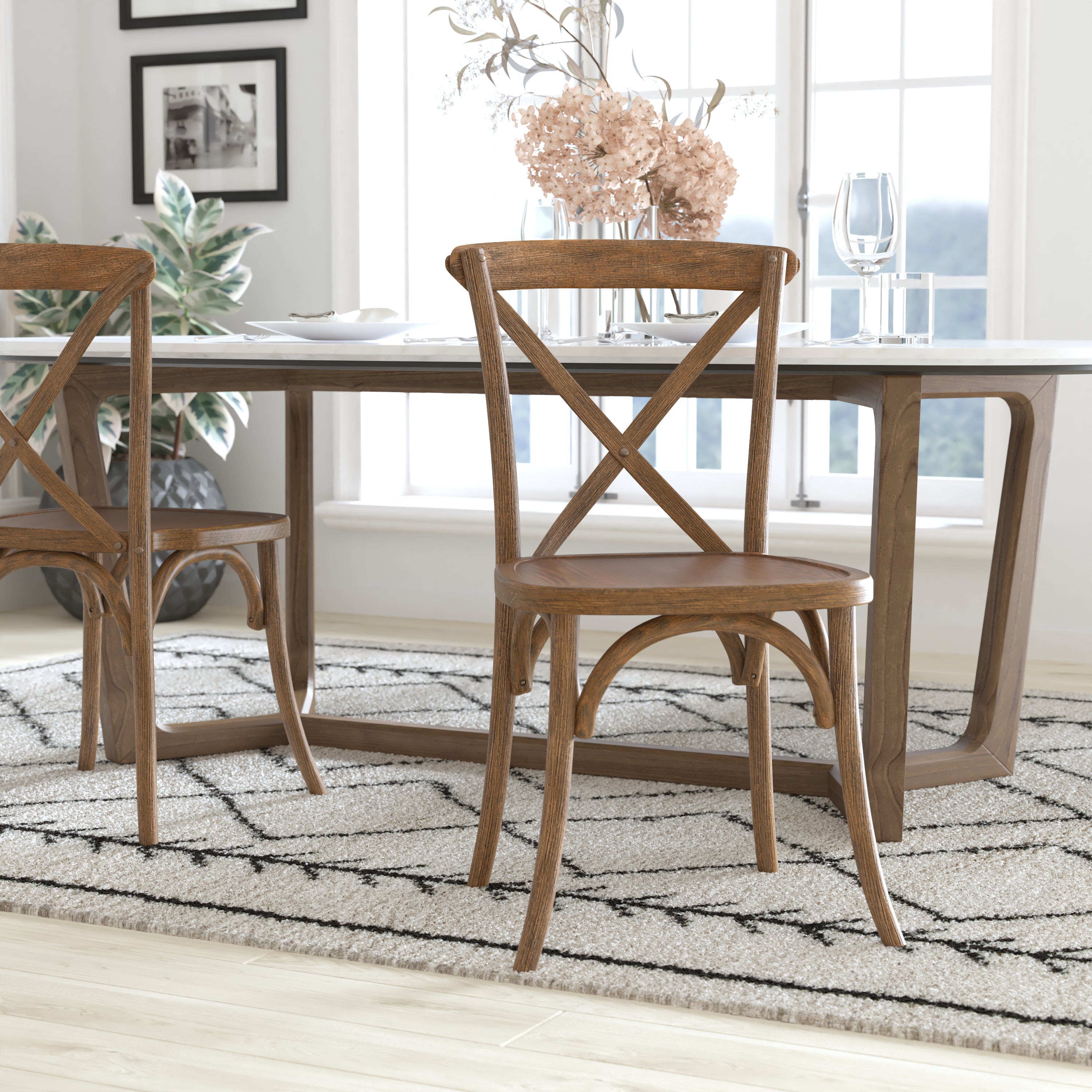 Advantage Hand Scraped Dark Natural X-Back Chair