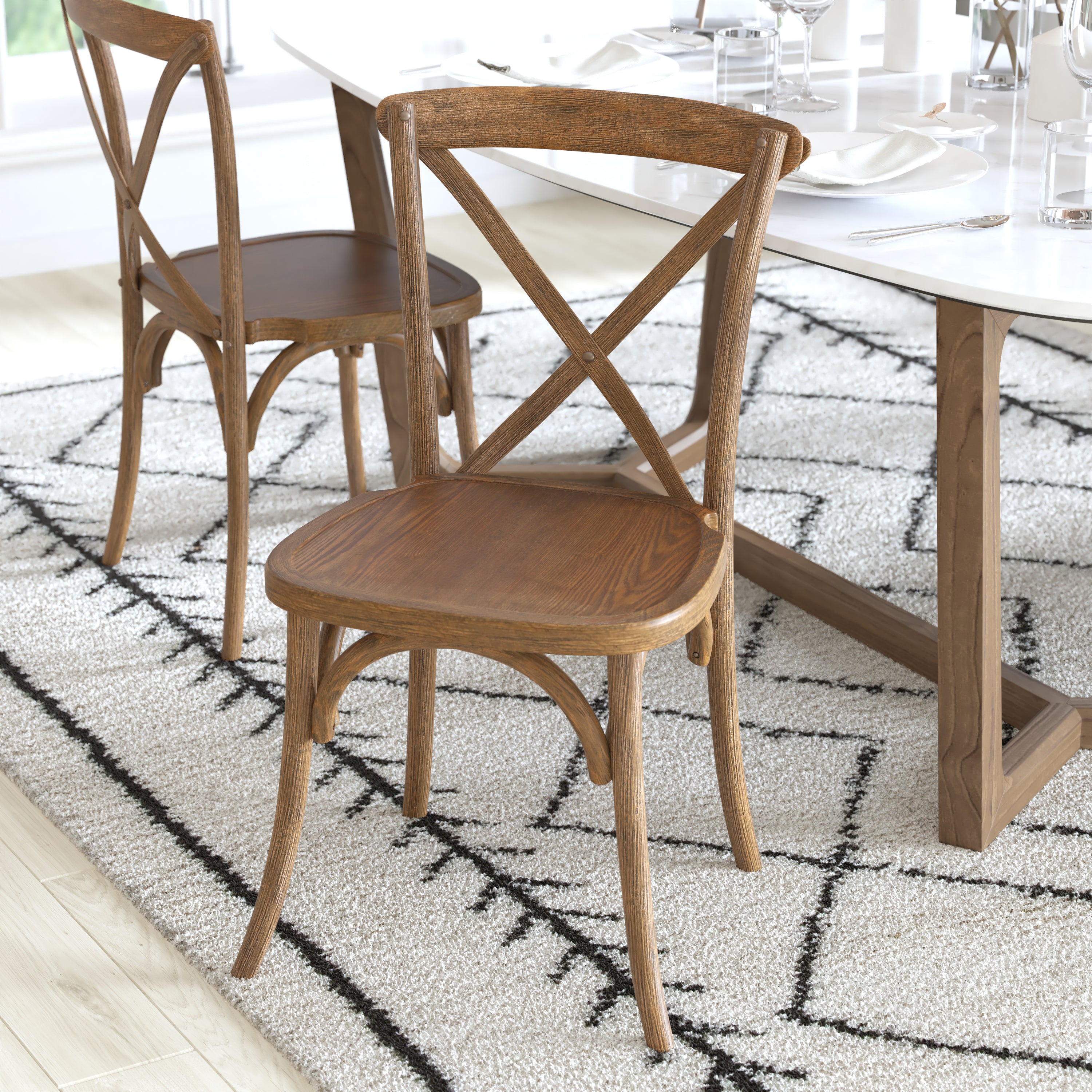 Advantage Hand Scraped Dark Natural X-Back Chair