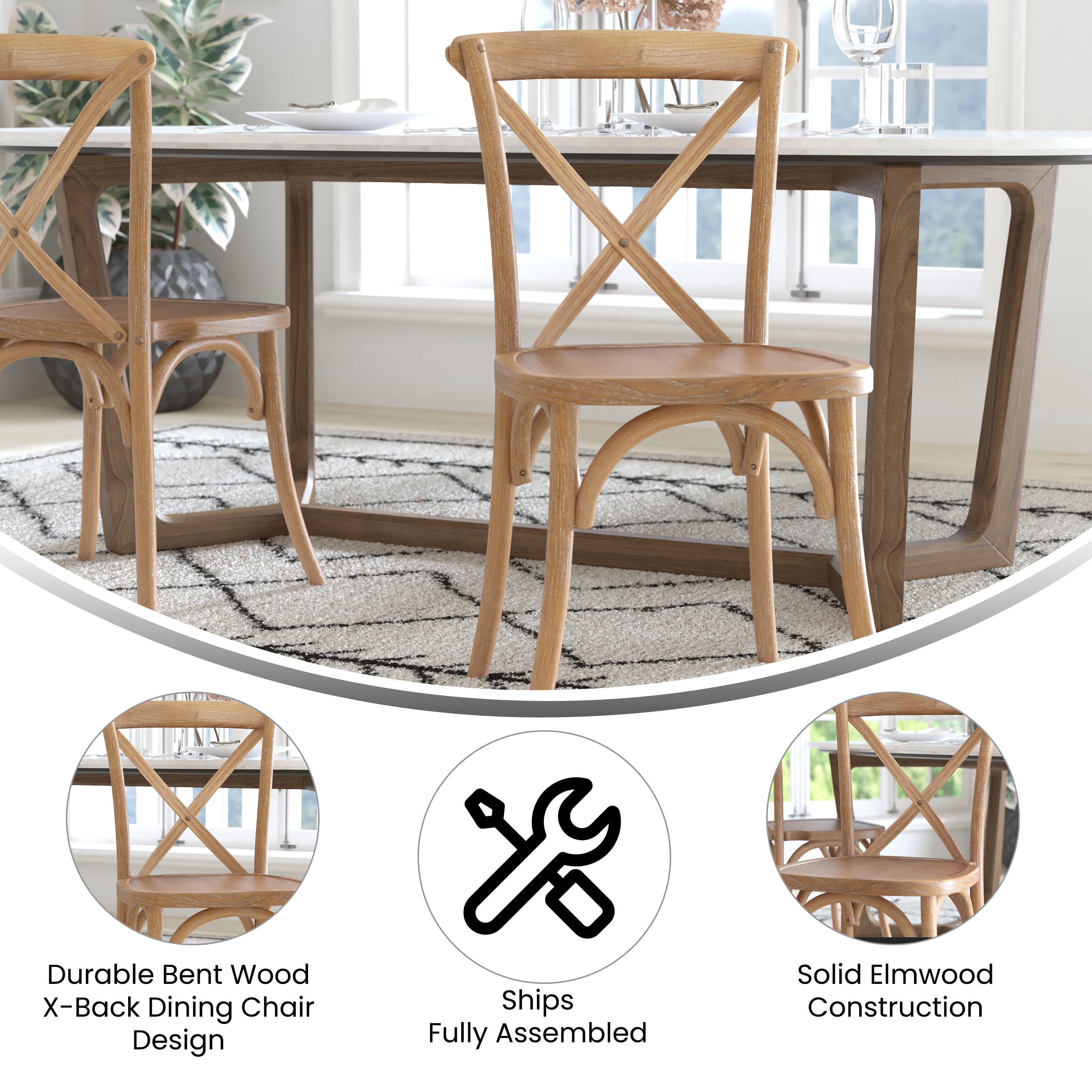Advantage Medium With White Grain X-Back Chair