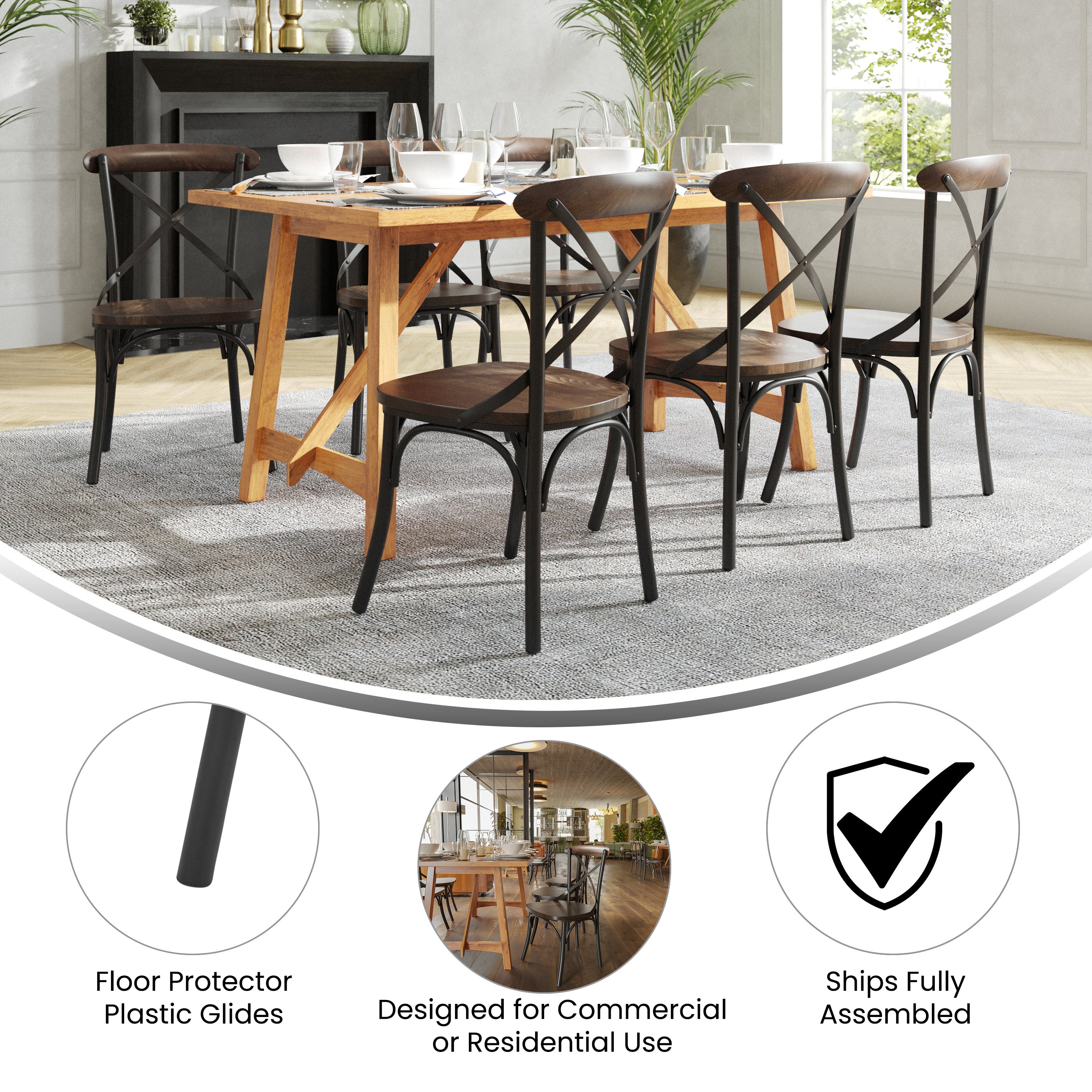 Advantage X-Back Chair with Metal Bracing and Fruitwood Seat