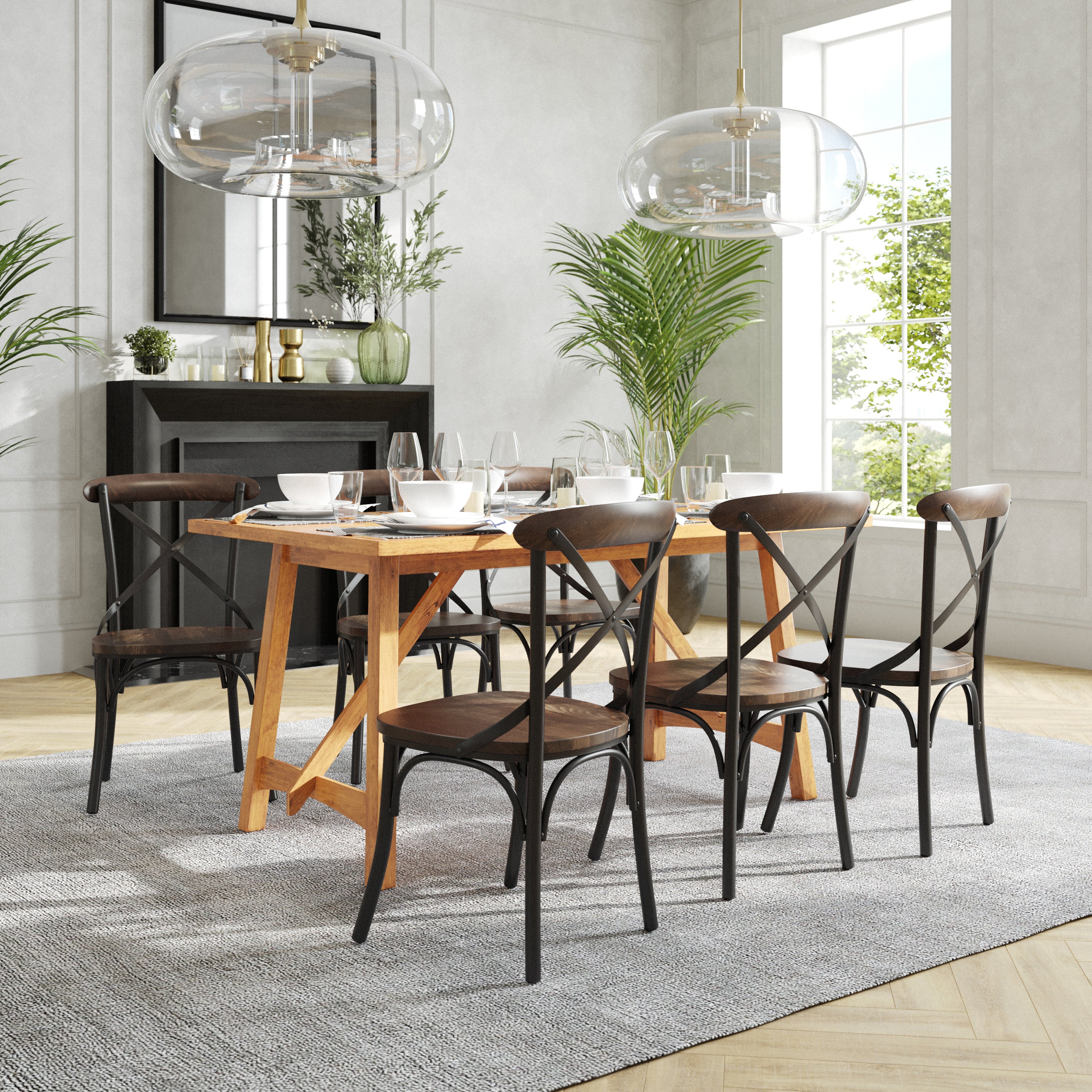 Advantage X-Back Chair with Metal Bracing and Fruitwood Seat