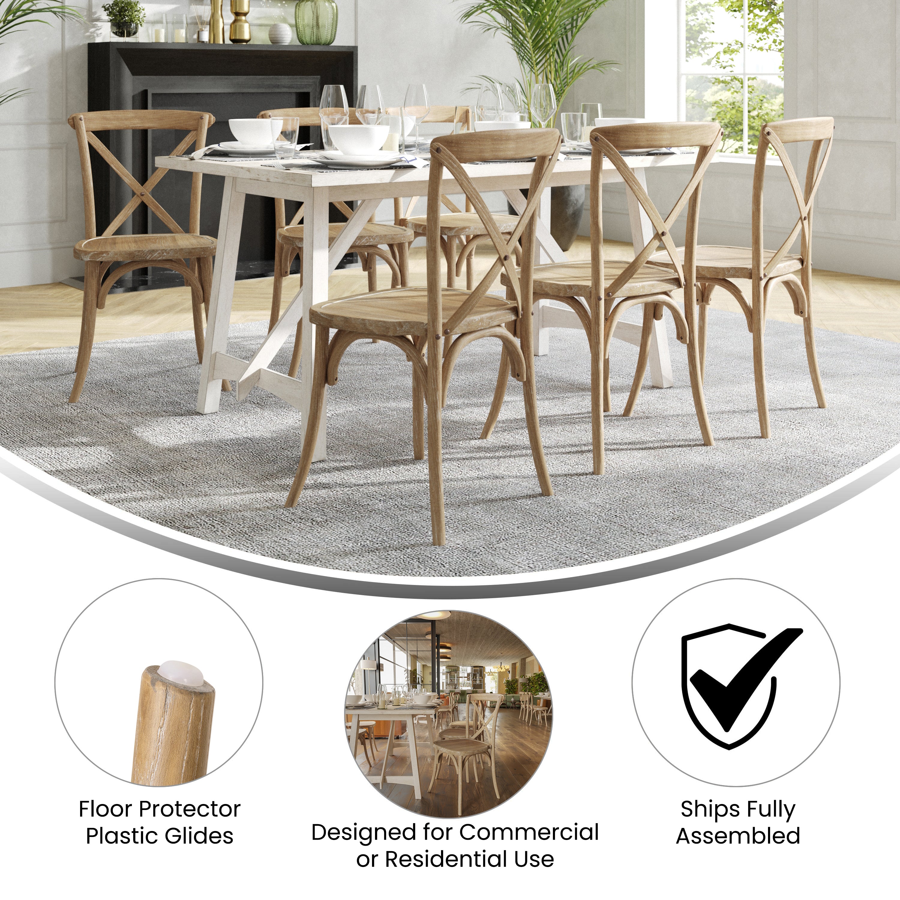 Advantage Medium Natural With White Grain X-Back Chair
