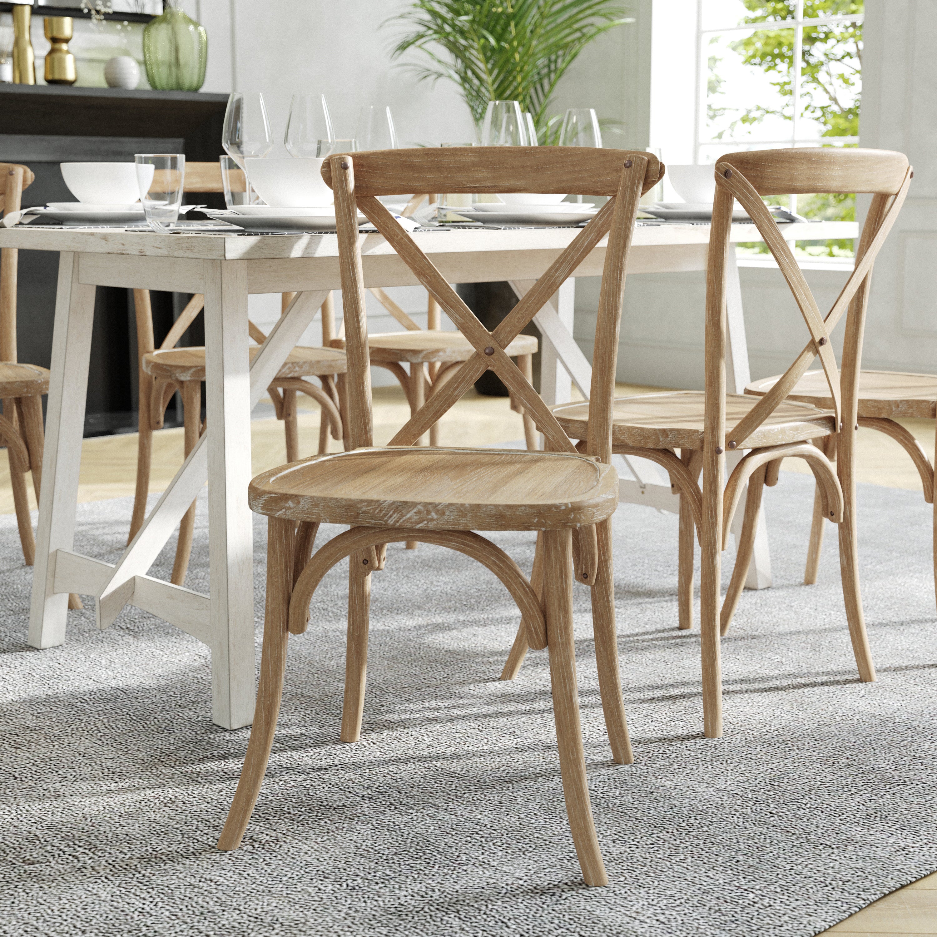 Advantage Medium Natural With White Grain X-Back Chair