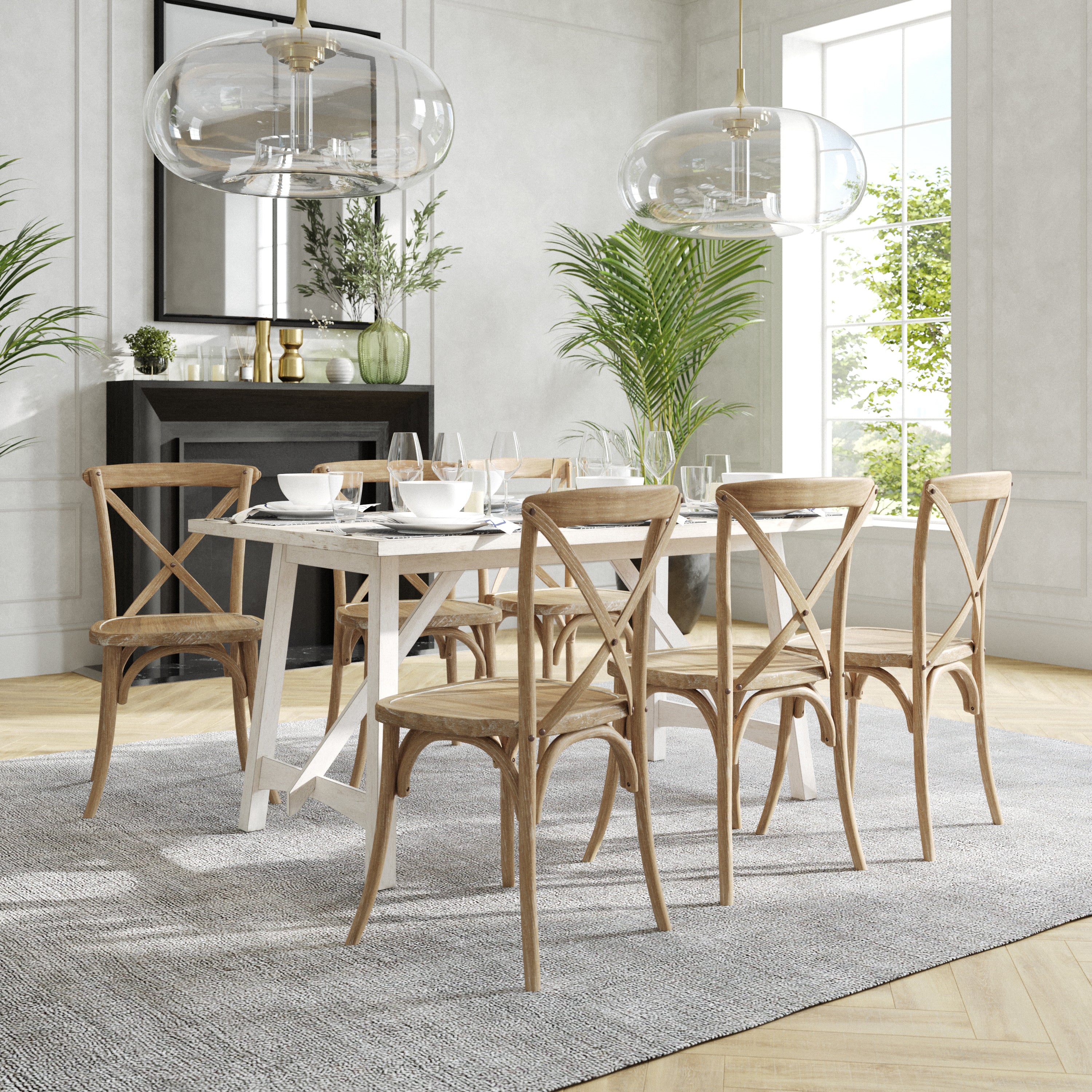 Advantage Medium Natural With White Grain X-Back Chair