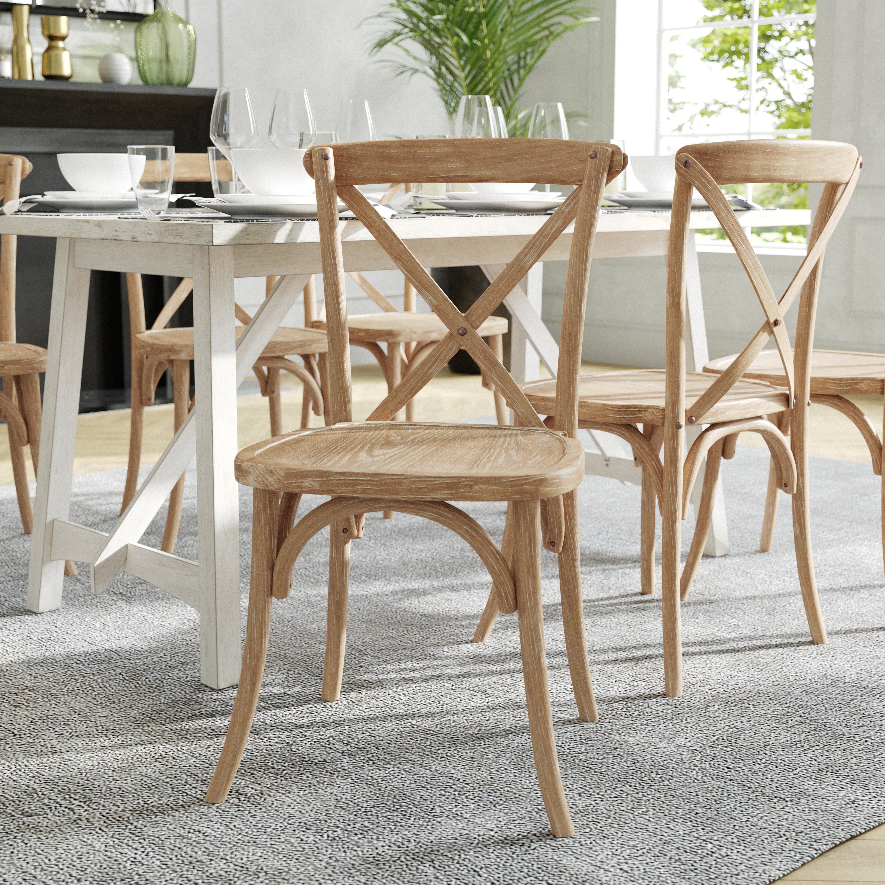 Advantage Natural With White Grain X-Back Chair