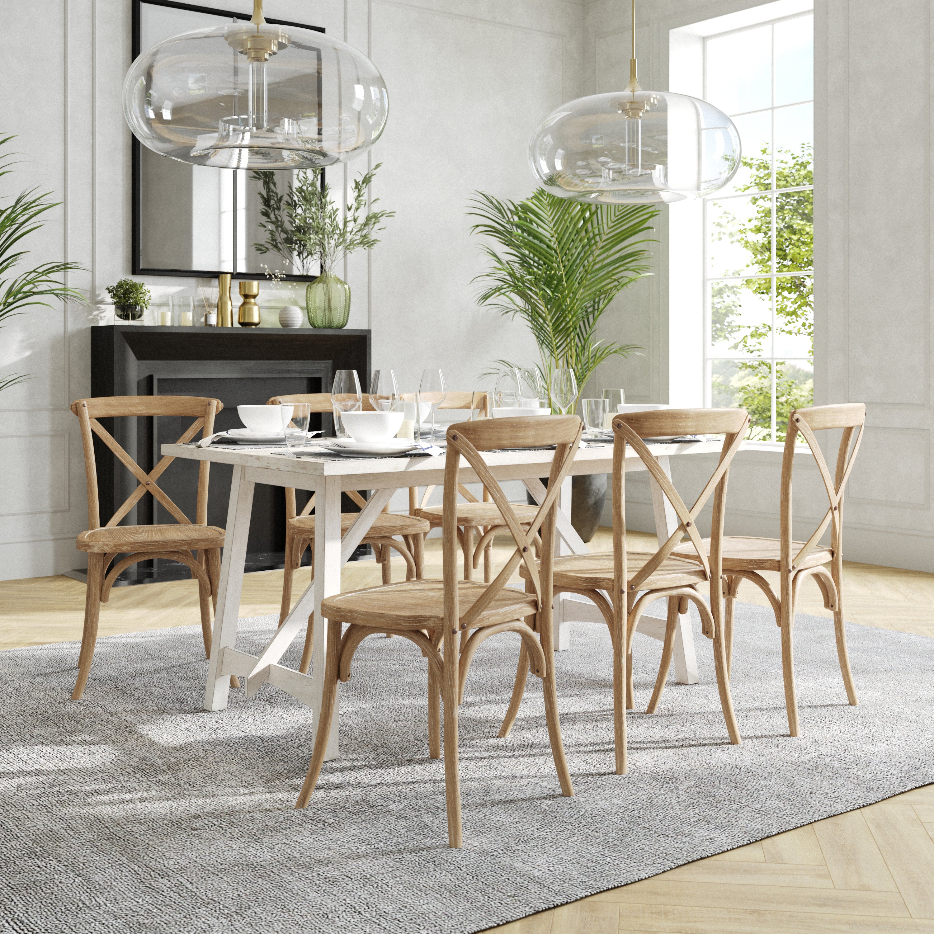 Advantage Natural With White Grain X-Back Chair