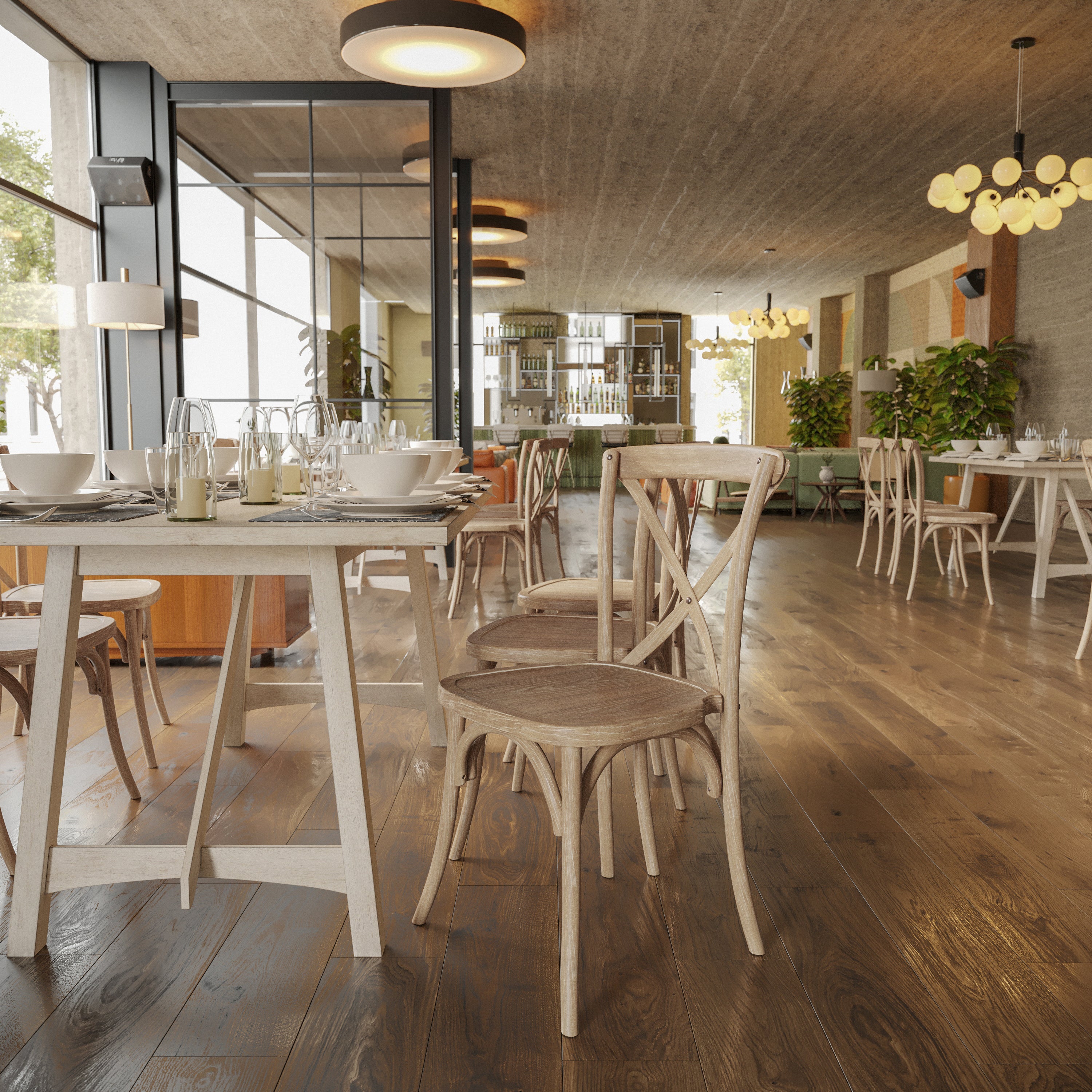 Advantage Natural With White Grain X-Back Chair