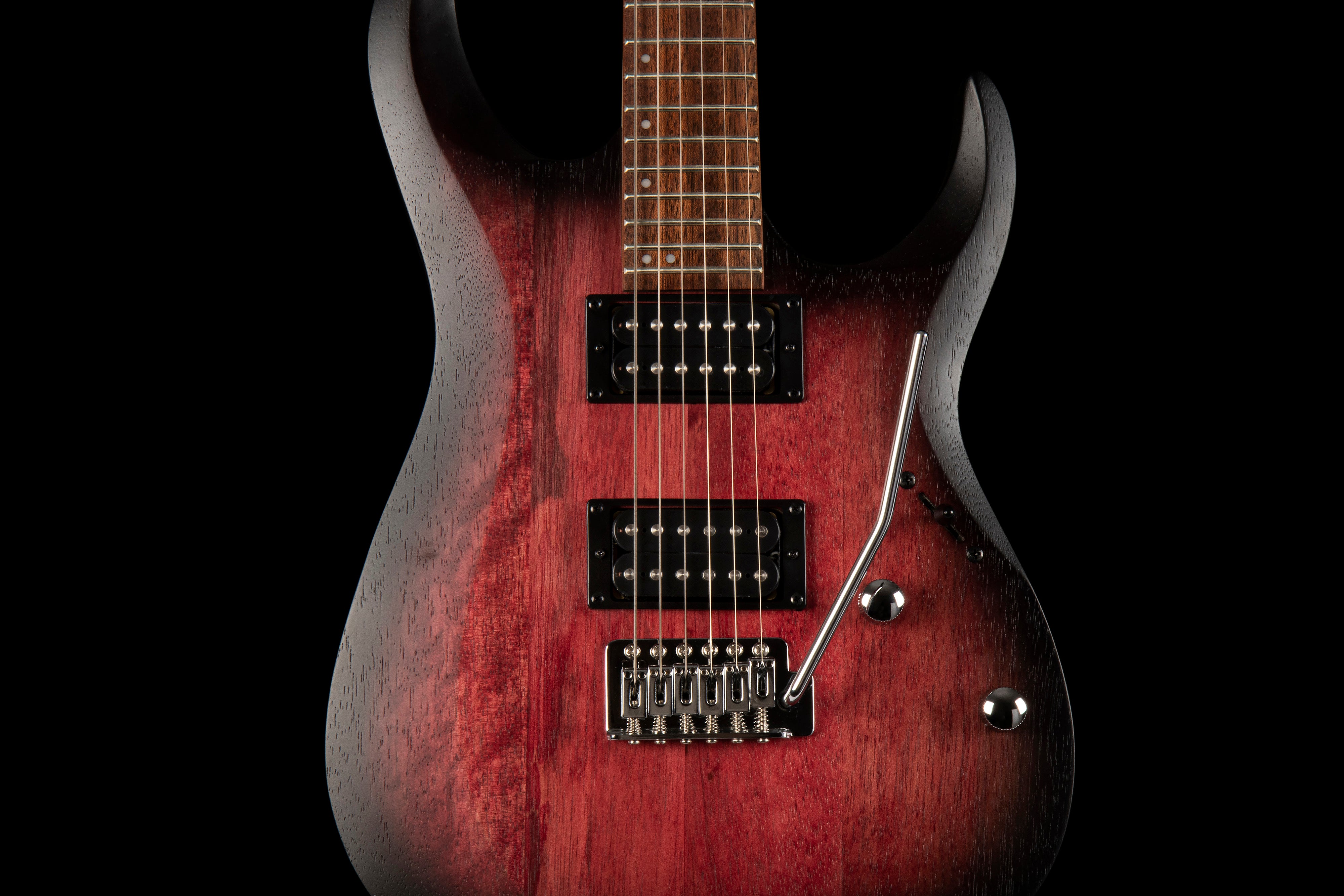 Cort X100OPBB X Series 100 Double Cutaway Electric Guitar. Open Pore Black Cherry Burst