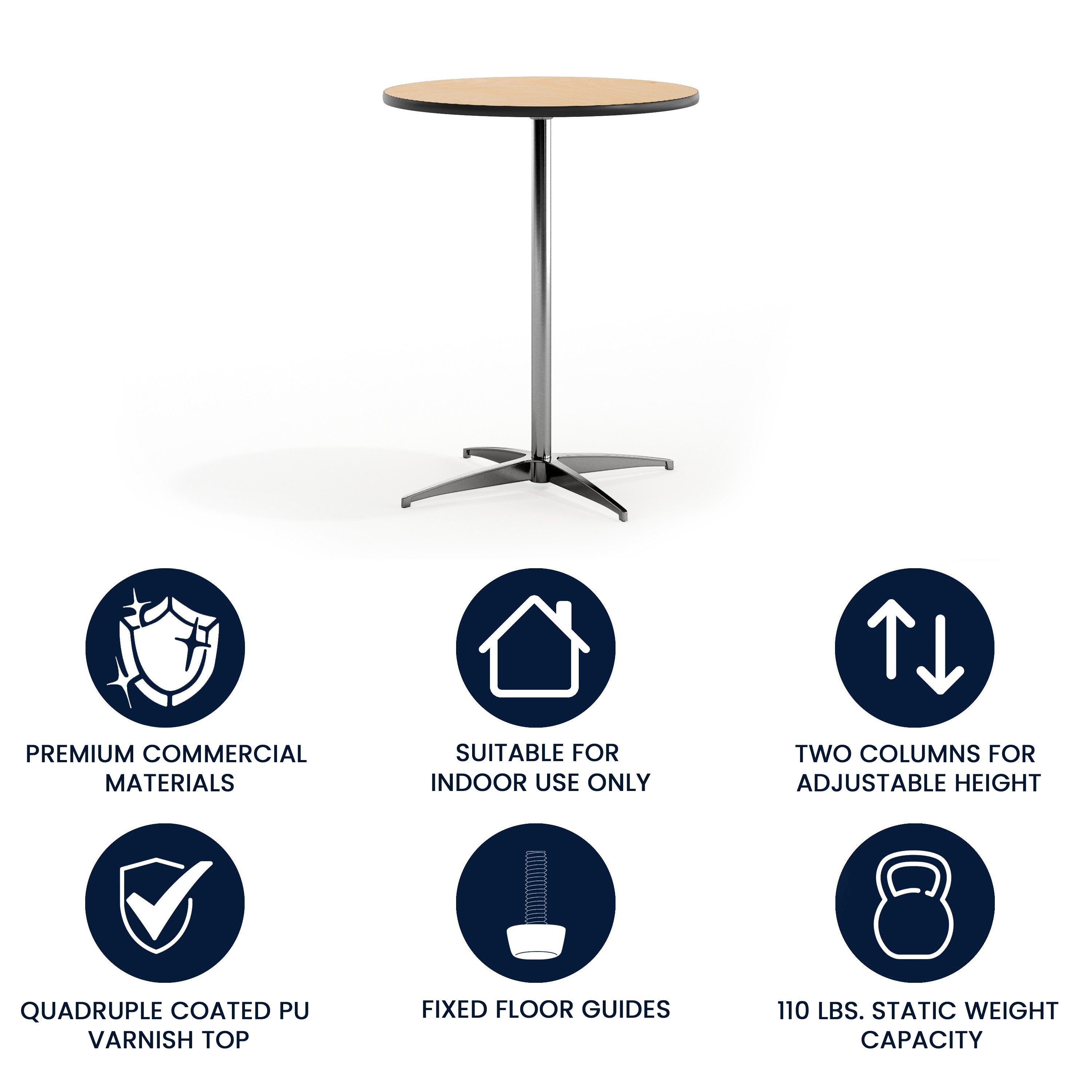 Lars 24'' Round Wood Cocktail Table with 30'' and 42'' Columns