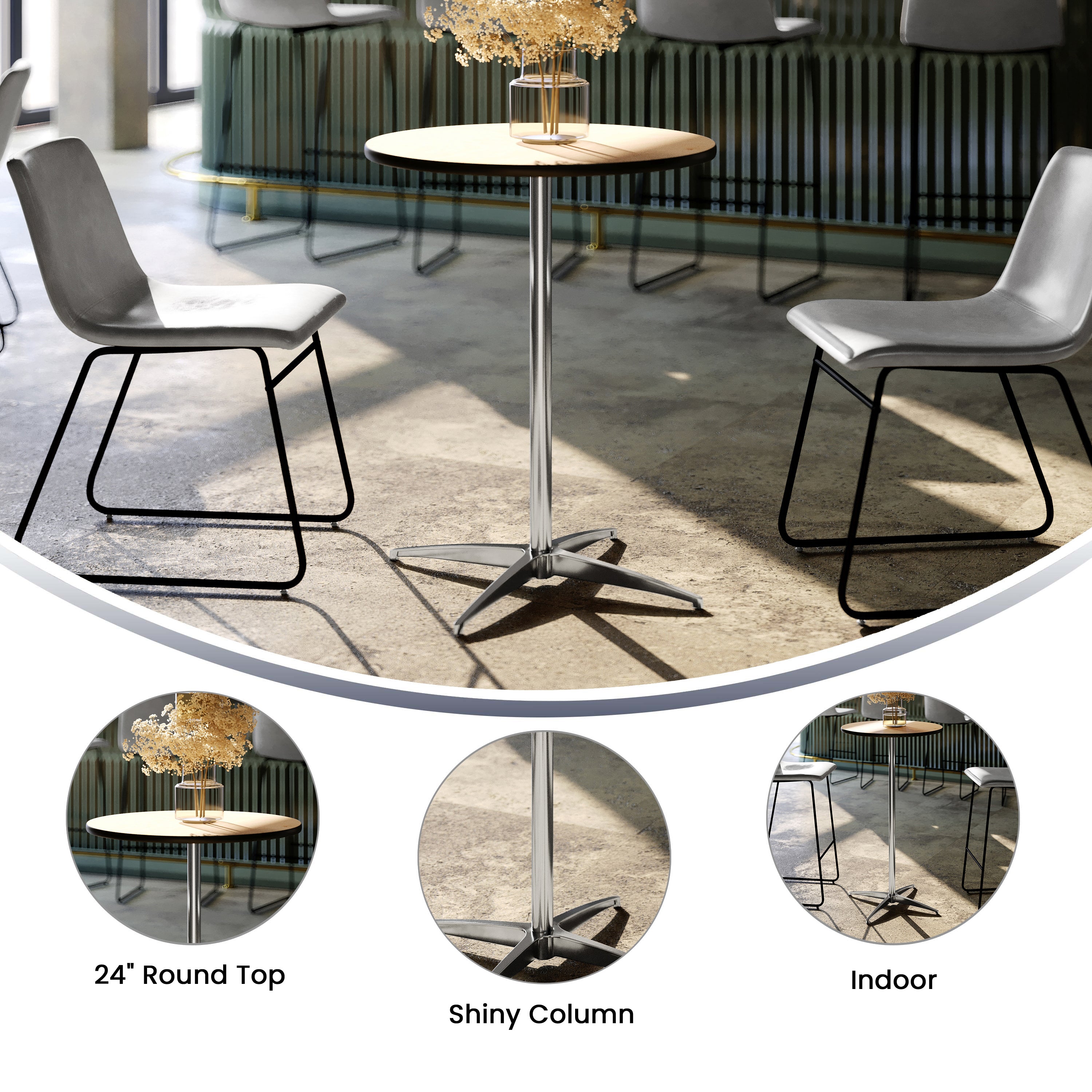Lars 24'' Round Wood Cocktail Table with 30'' and 42'' Columns