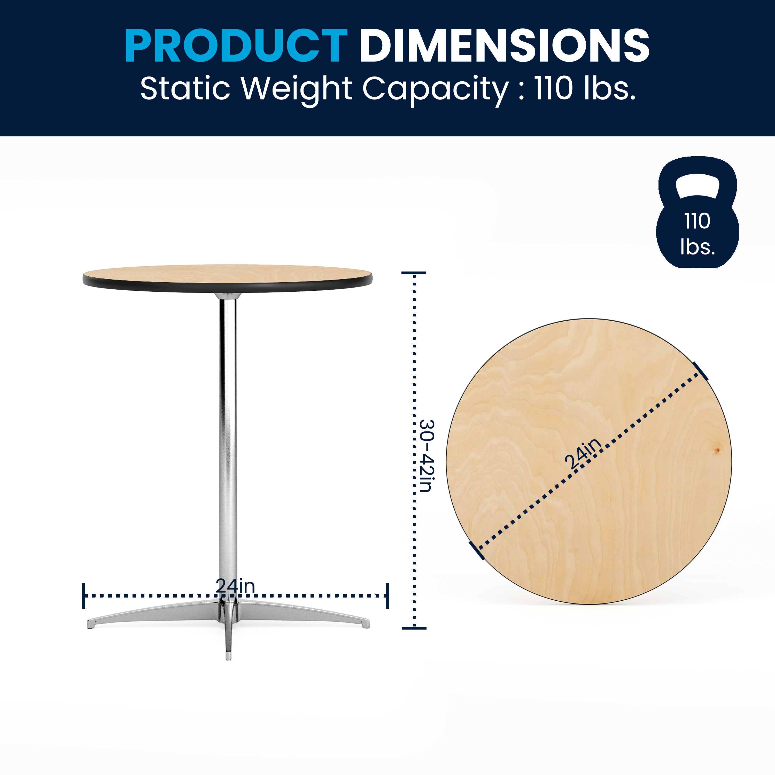 Lars 24'' Round Wood Cocktail Table with 30'' and 42'' Columns