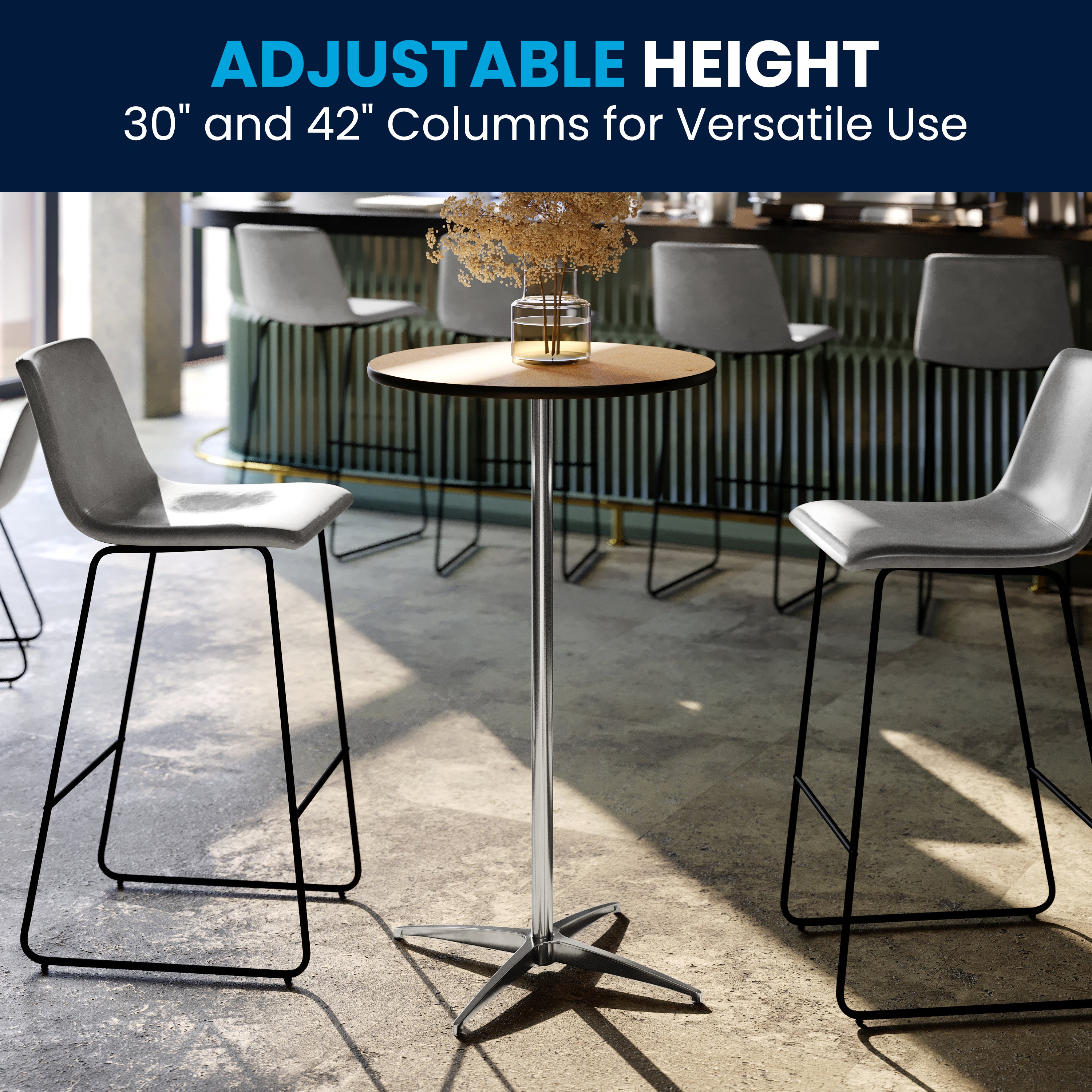 Lars 24'' Round Wood Cocktail Table with 30'' and 42'' Columns