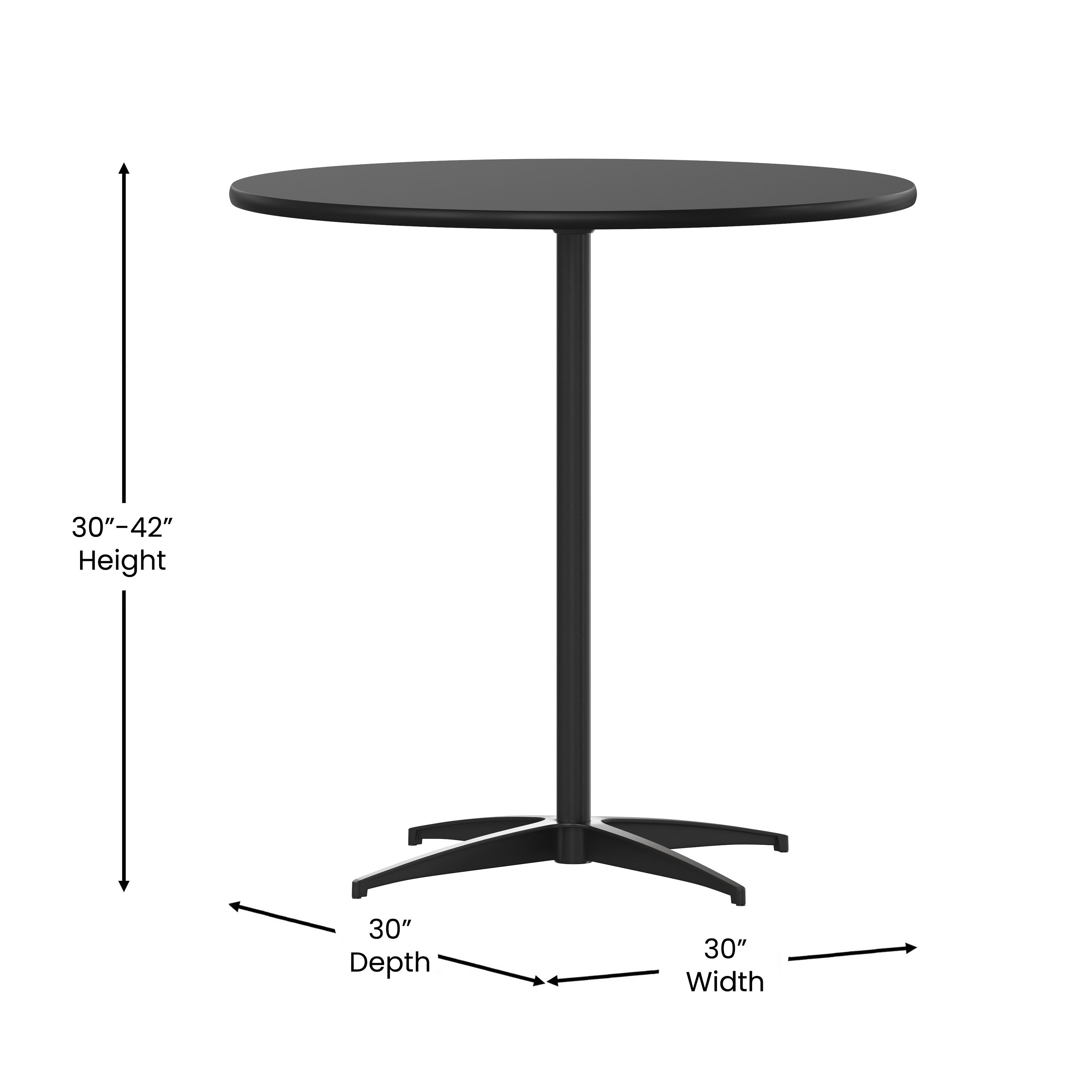 Lars 30'' Round Wood Cocktail Table with 30'' and 42'' Columns, Black