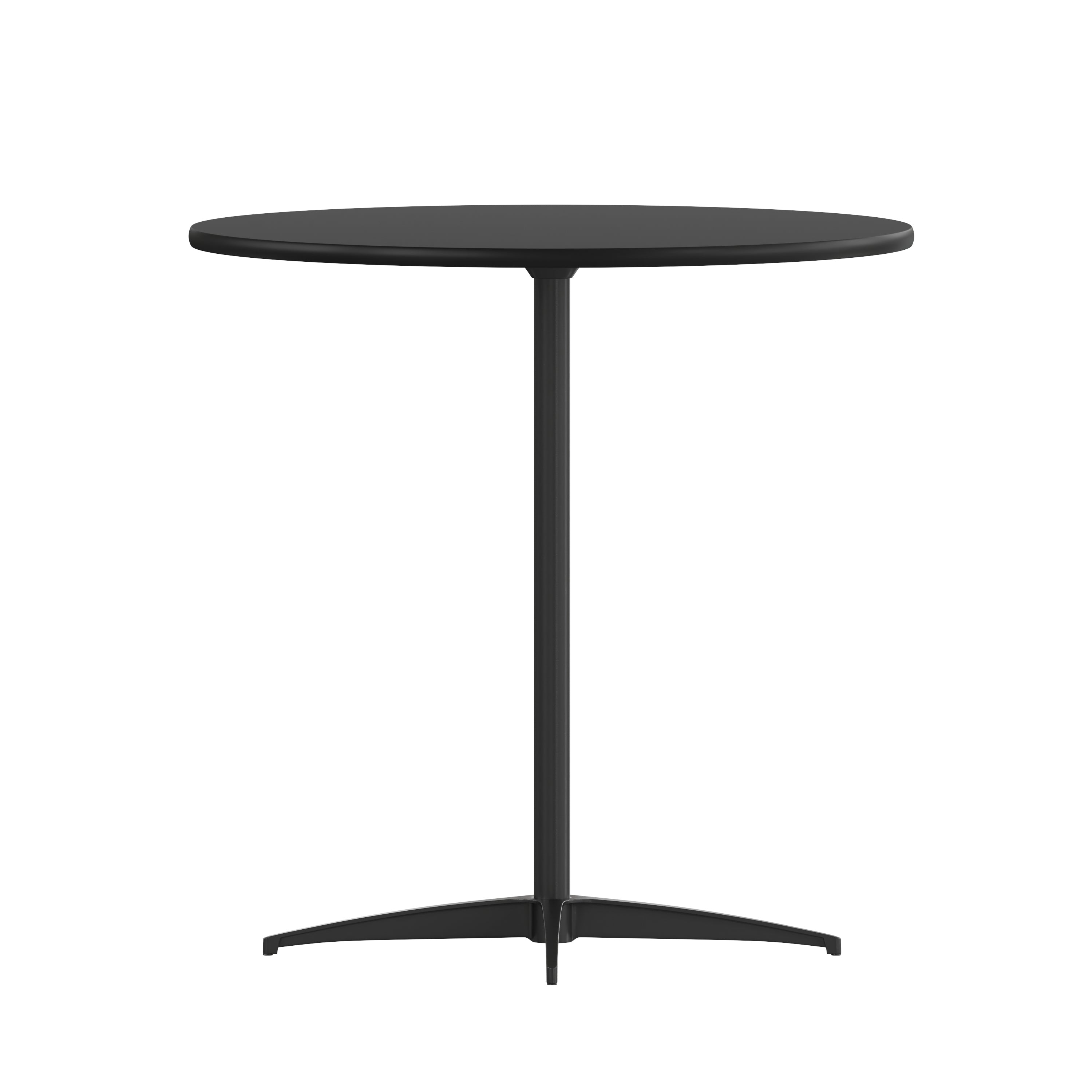 Lars 30'' Round Wood Cocktail Table with 30'' and 42'' Columns, Black