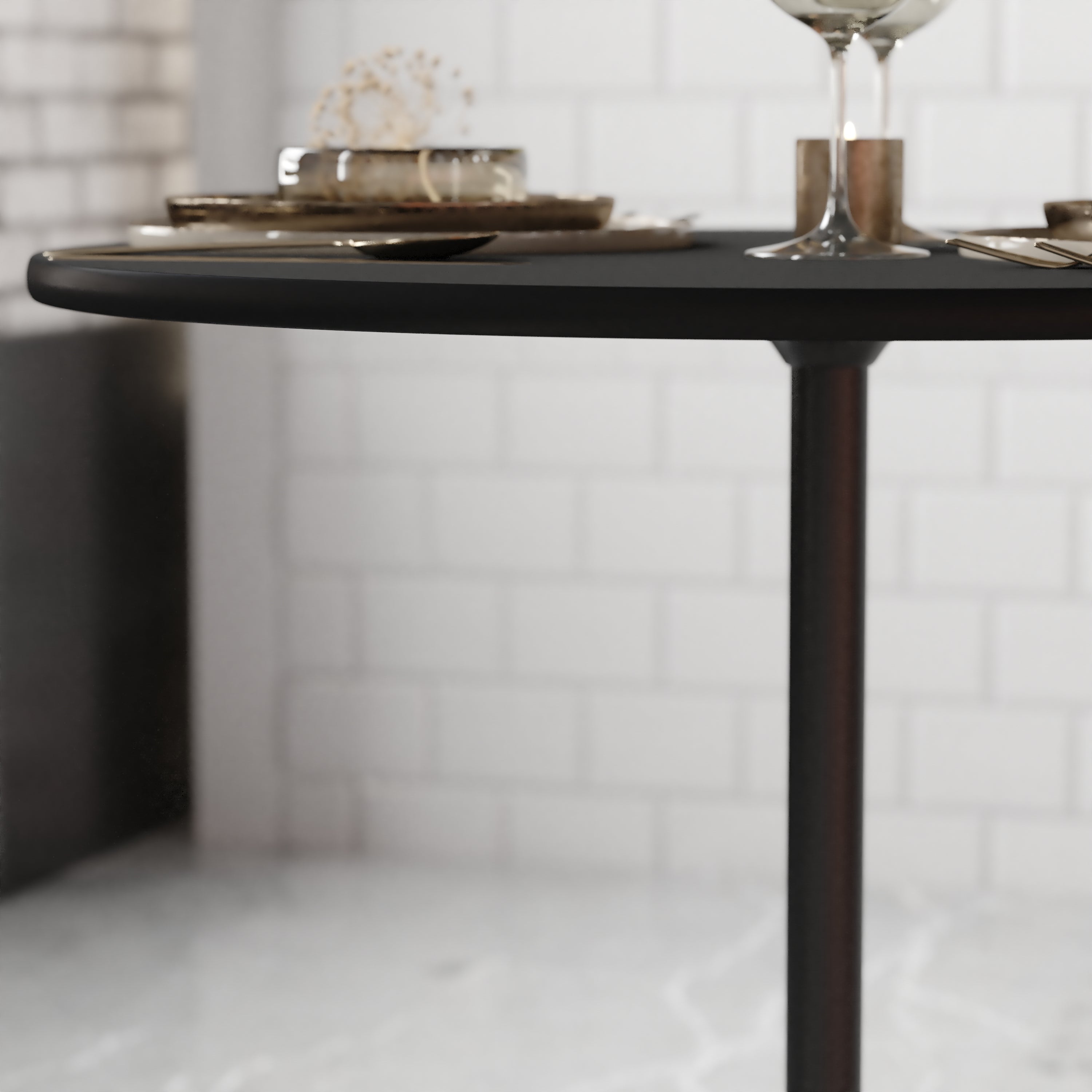 Lars 30'' Round Wood Cocktail Table with 30'' and 42'' Columns, Black