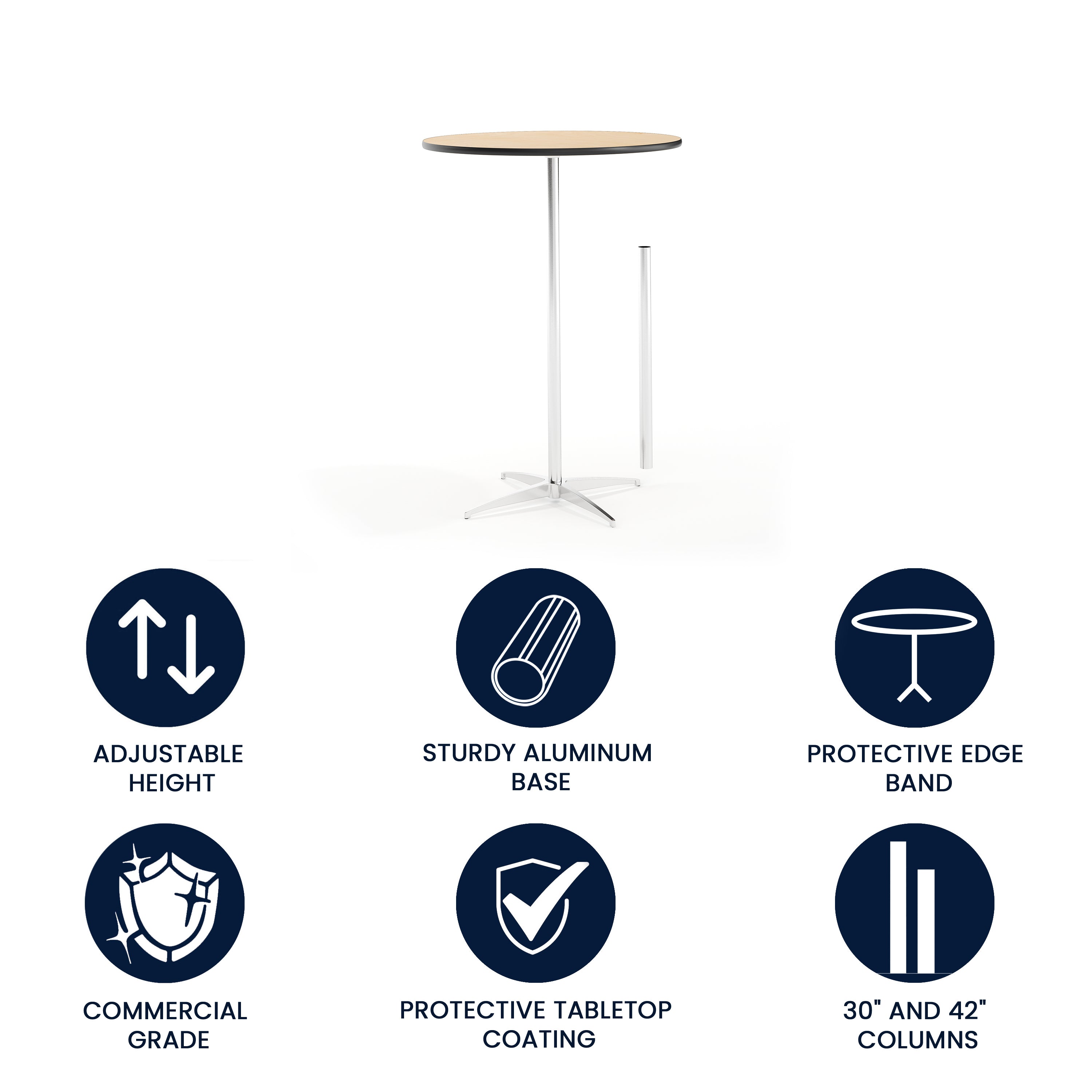 Lars 30'' Round Wood Cocktail Table with 30'' and 42'' Columns
