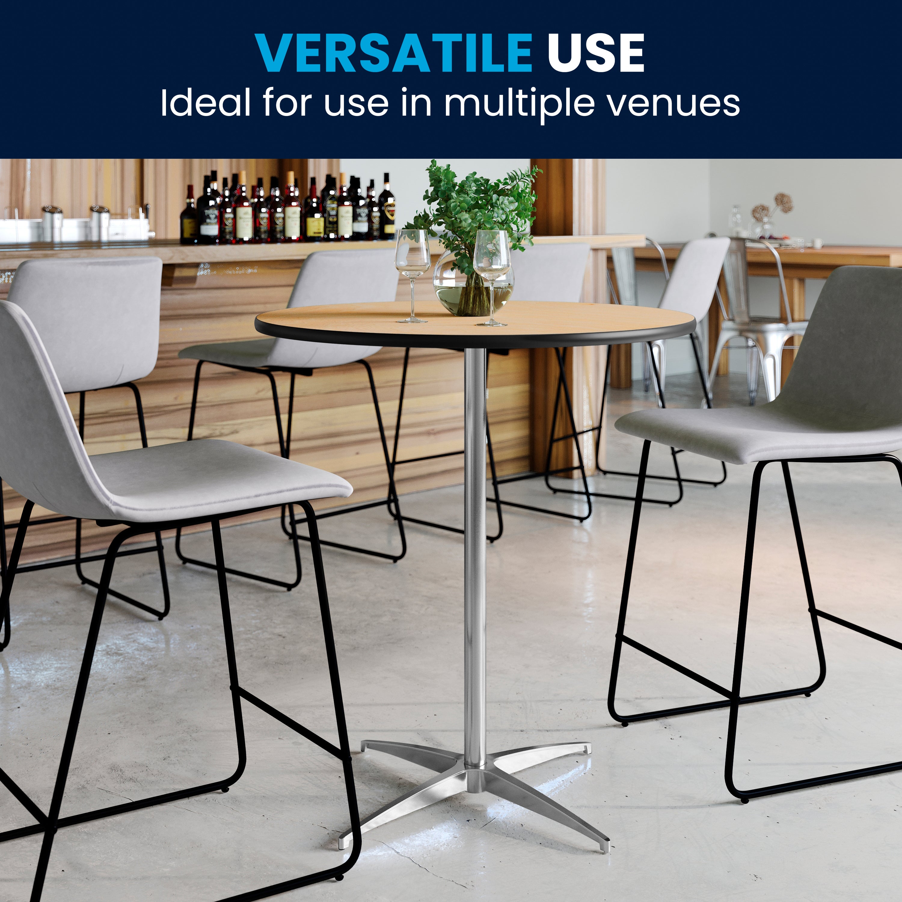 Lars 30'' Round Wood Cocktail Table with 30'' and 42'' Columns