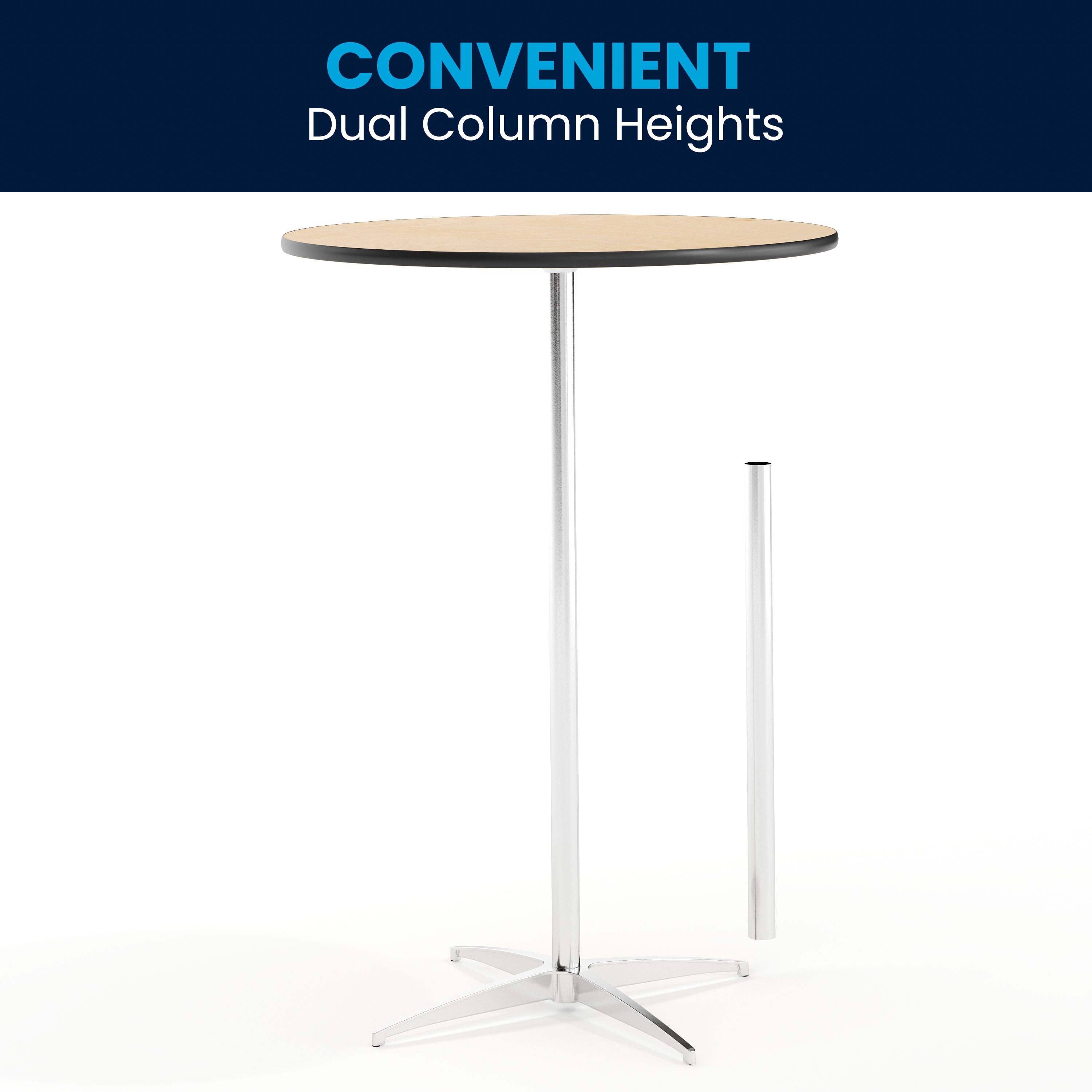 Lars 30'' Round Wood Cocktail Table with 30'' and 42'' Columns