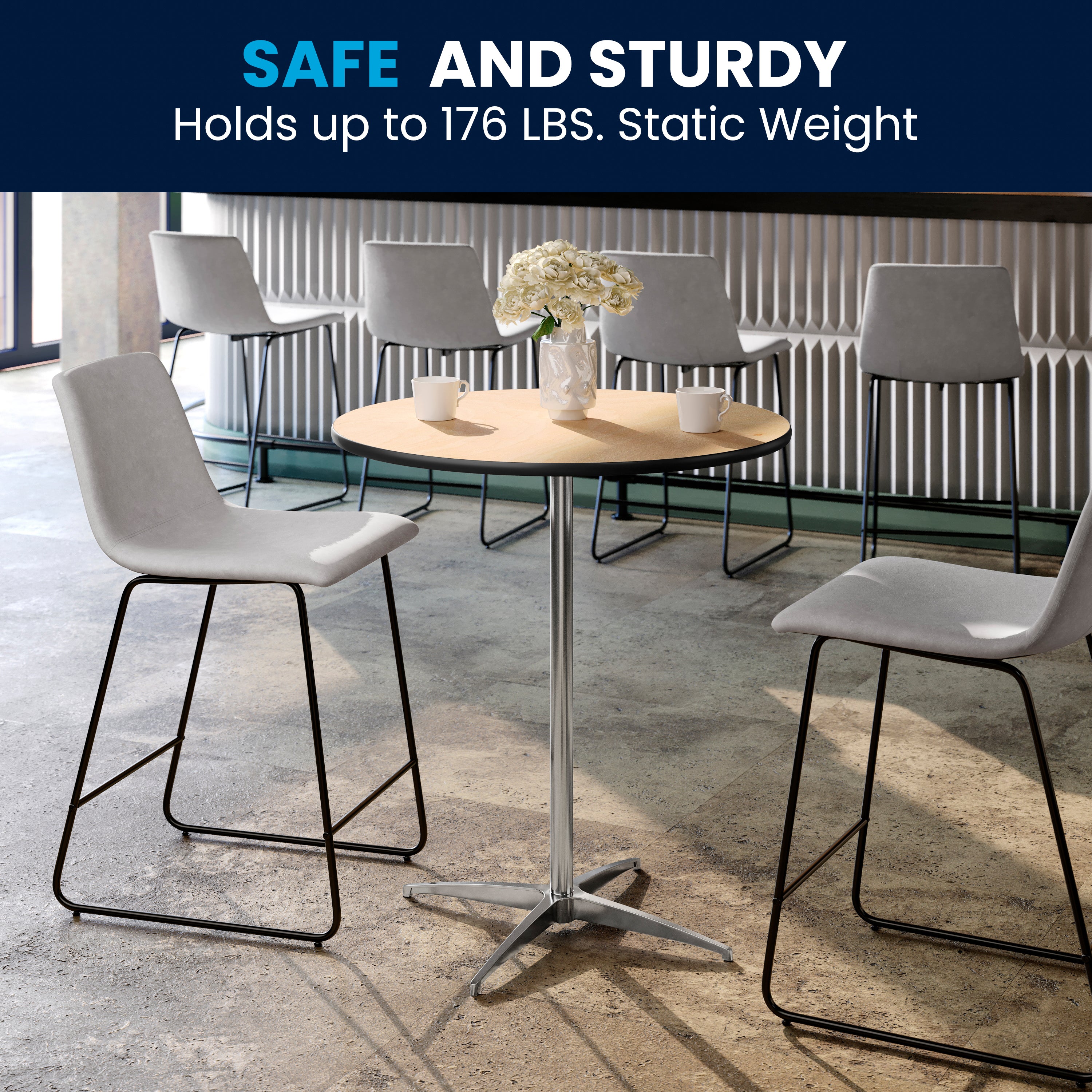 Lars 30'' Round Wood Cocktail Table with 30'' and 42'' Columns