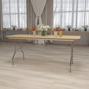 Fielder 6-Foot Rectangular HEAVY DUTY Birchwood Folding Banquet Table with METAL Edges and Protective Corner Guards