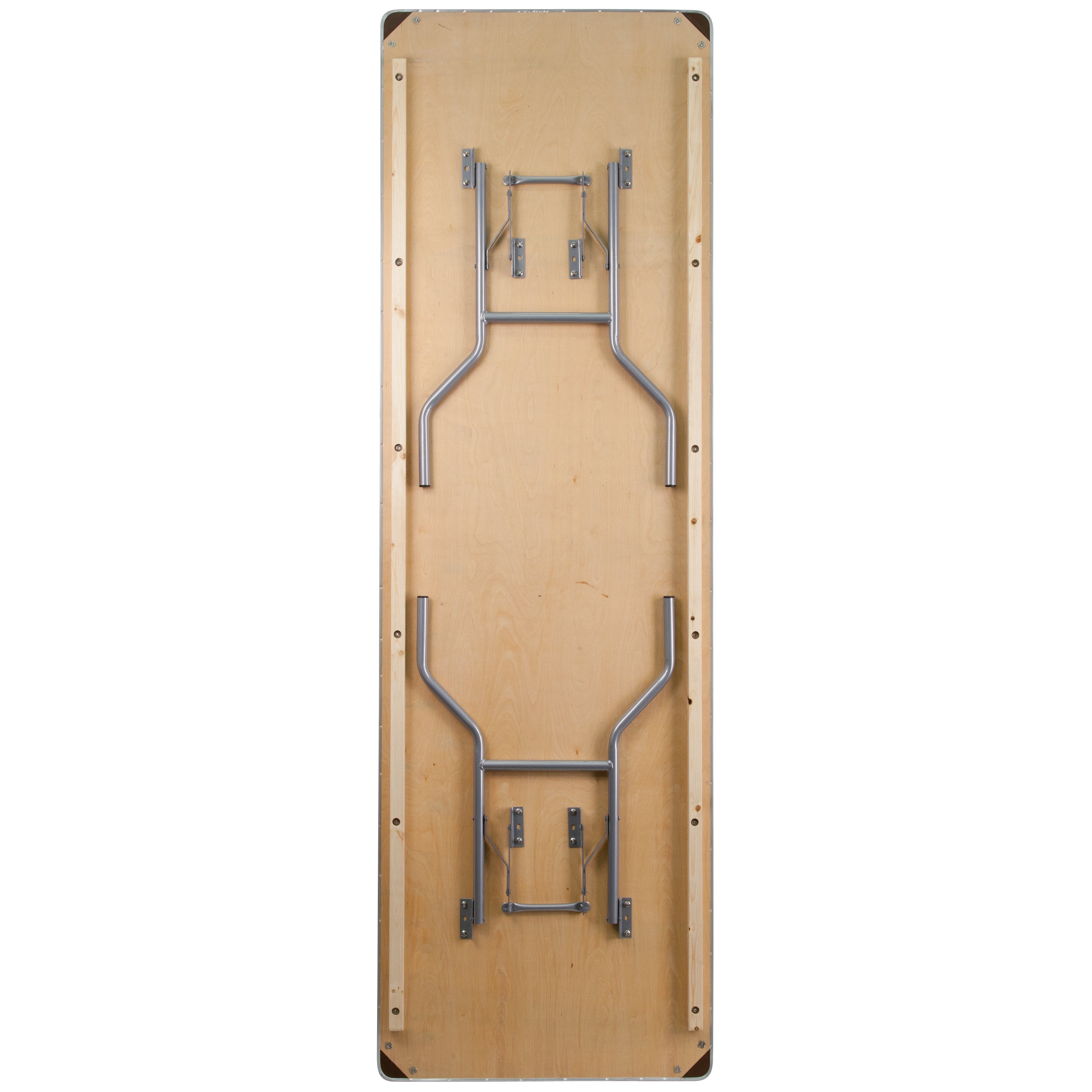Fielder 8-Foot Rectangular HEAVY DUTY Birchwood Folding Banquet Table with METAL Edges and Protective Corner Guards