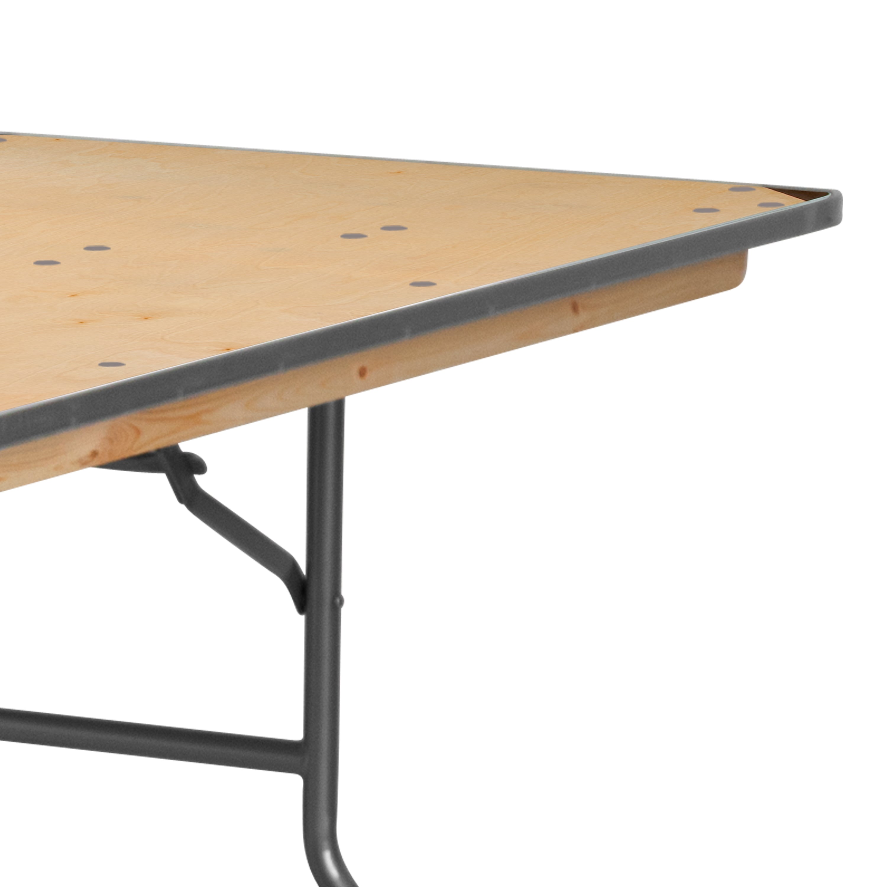 Fielder 8-Foot Rectangular HEAVY DUTY Birchwood Folding Banquet Table with METAL Edges and Protective Corner Guards
