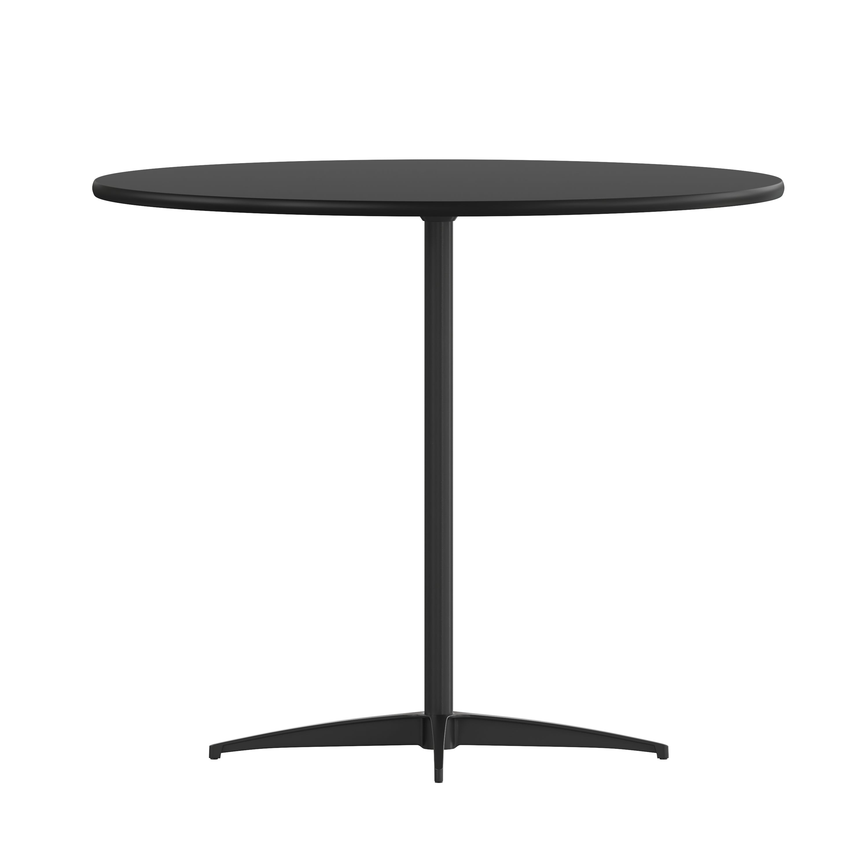 Lars 36'' Round Wood Cocktail Table with 30'' and 42'' Columns, Black