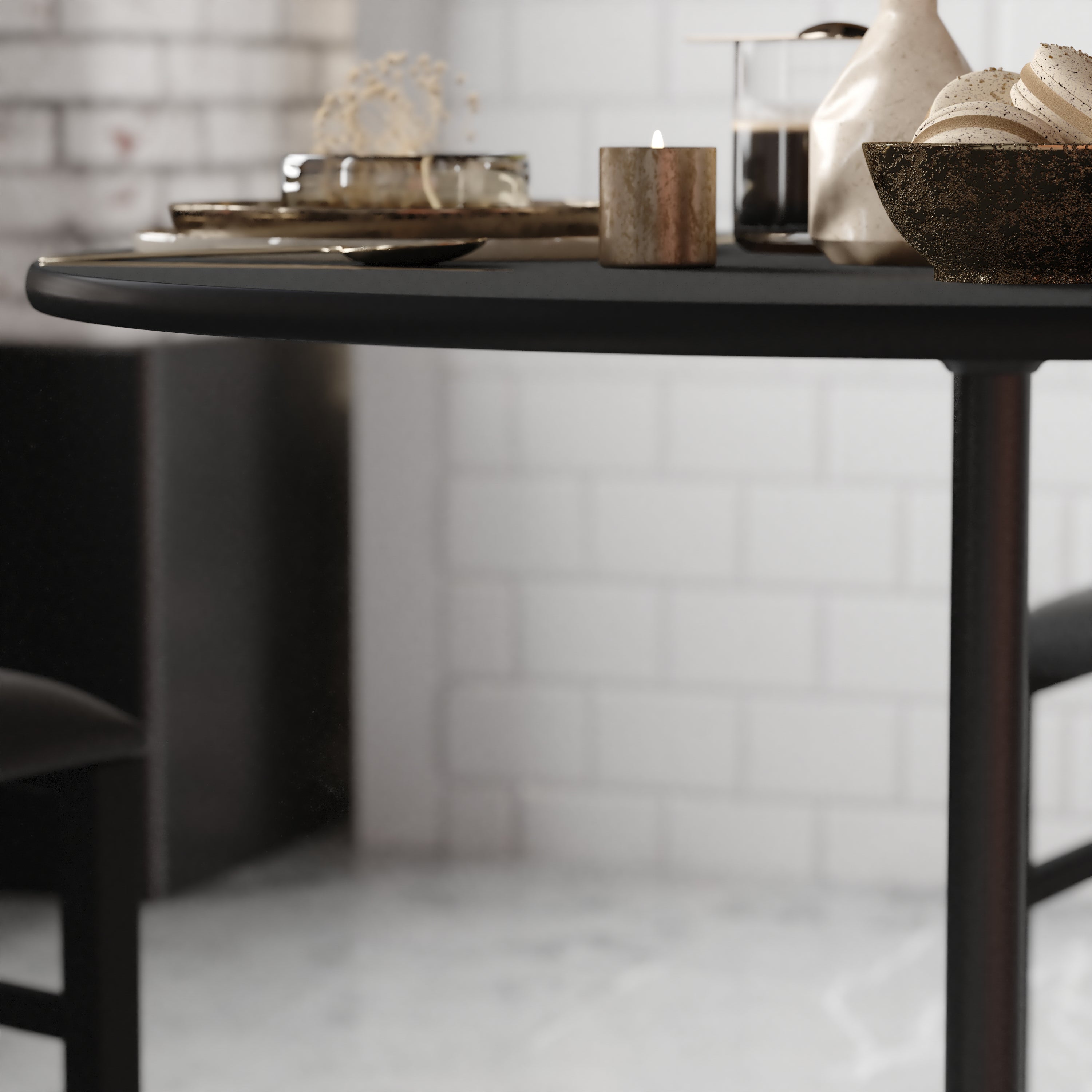 Lars 36'' Round Wood Cocktail Table with 30'' and 42'' Columns, Black