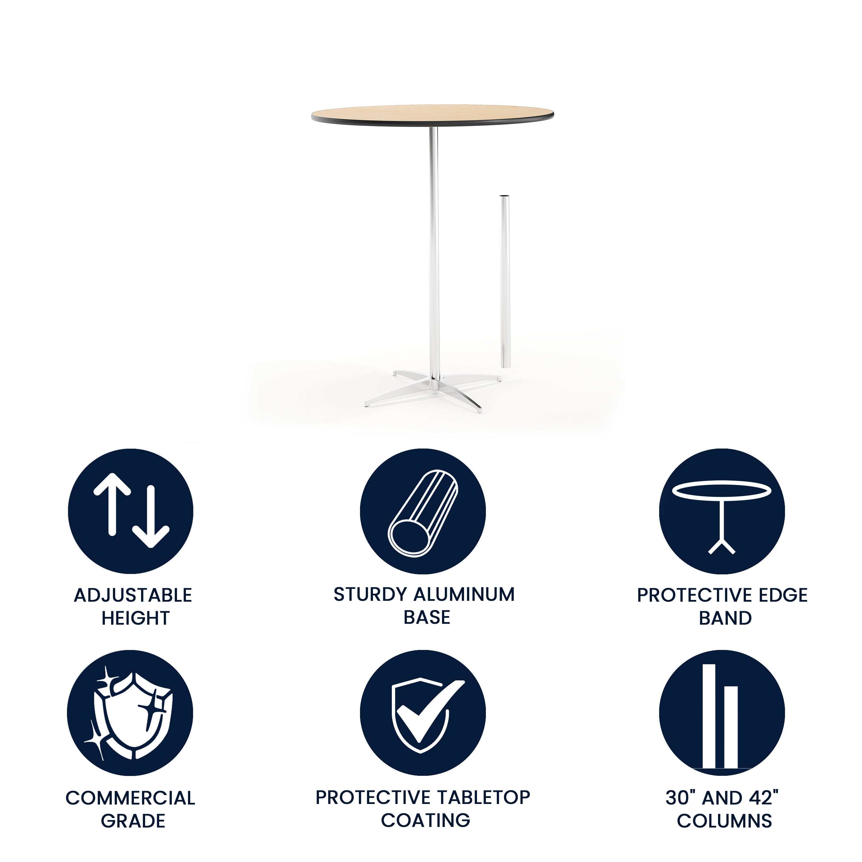 Lars 36'' Round Wood Cocktail Table with 30'' and 42'' Columns