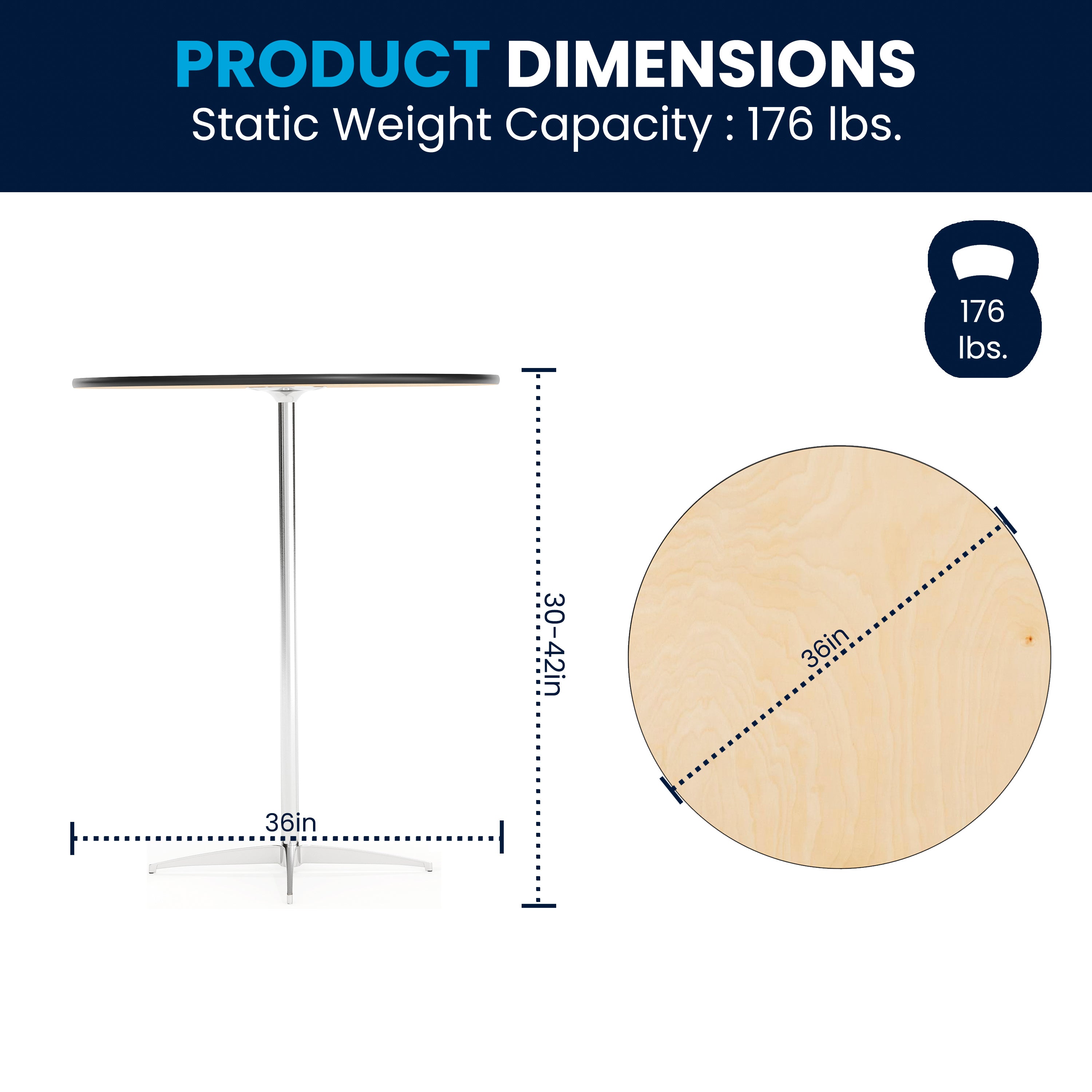 Lars 36'' Round Wood Cocktail Table with 30'' and 42'' Columns