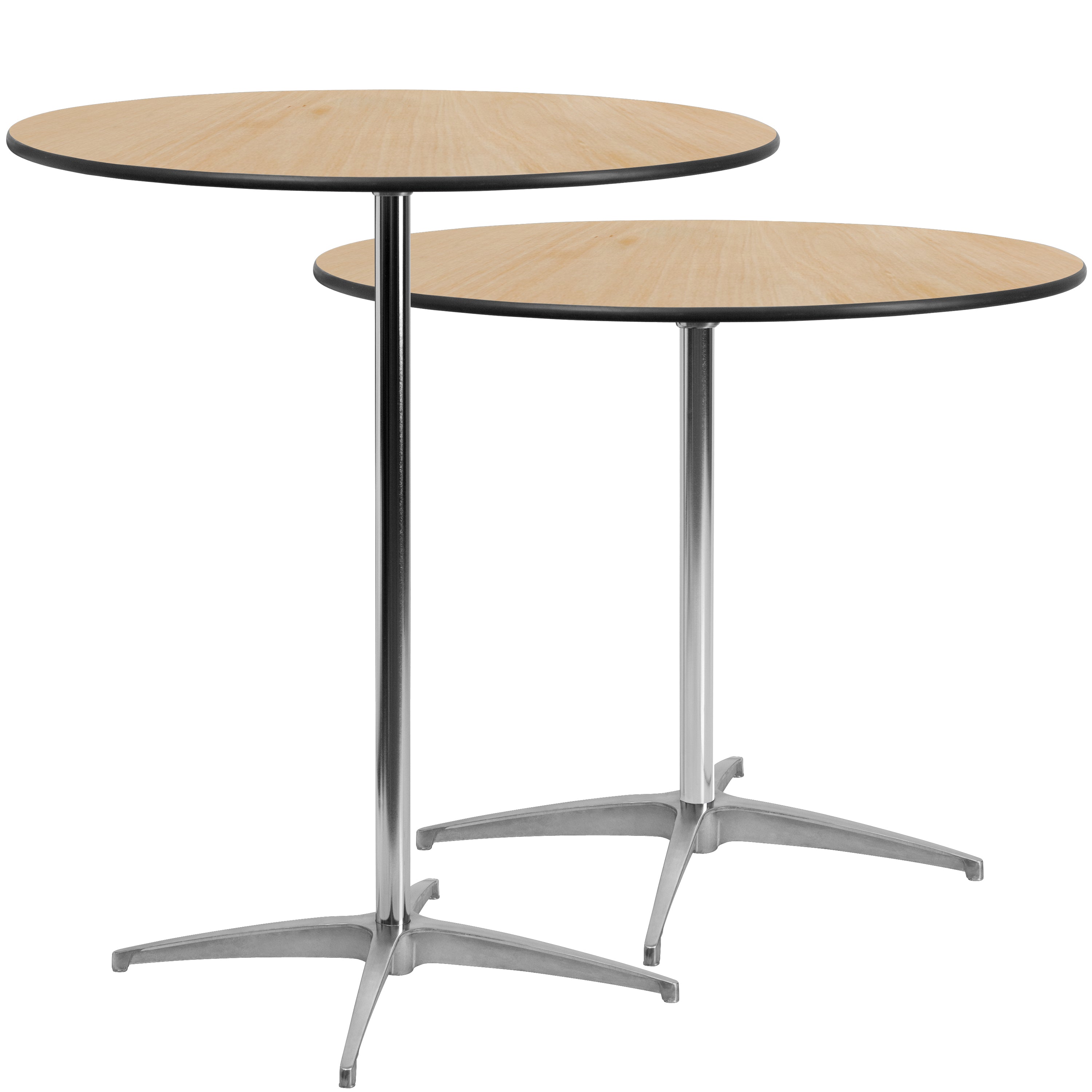 Lars 36'' Round Wood Cocktail Table with 30'' and 42'' Columns