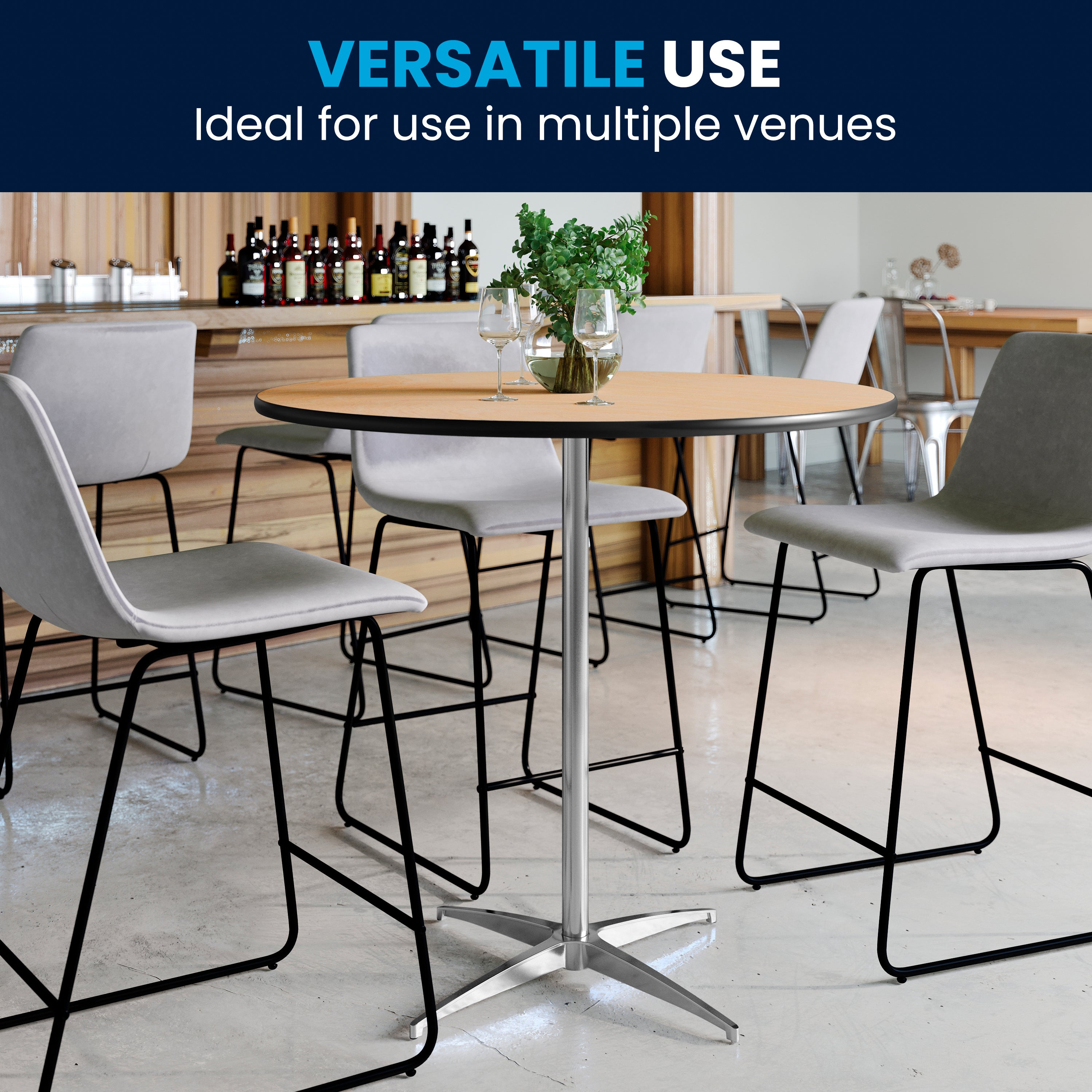 Lars 36'' Round Wood Cocktail Table with 30'' and 42'' Columns