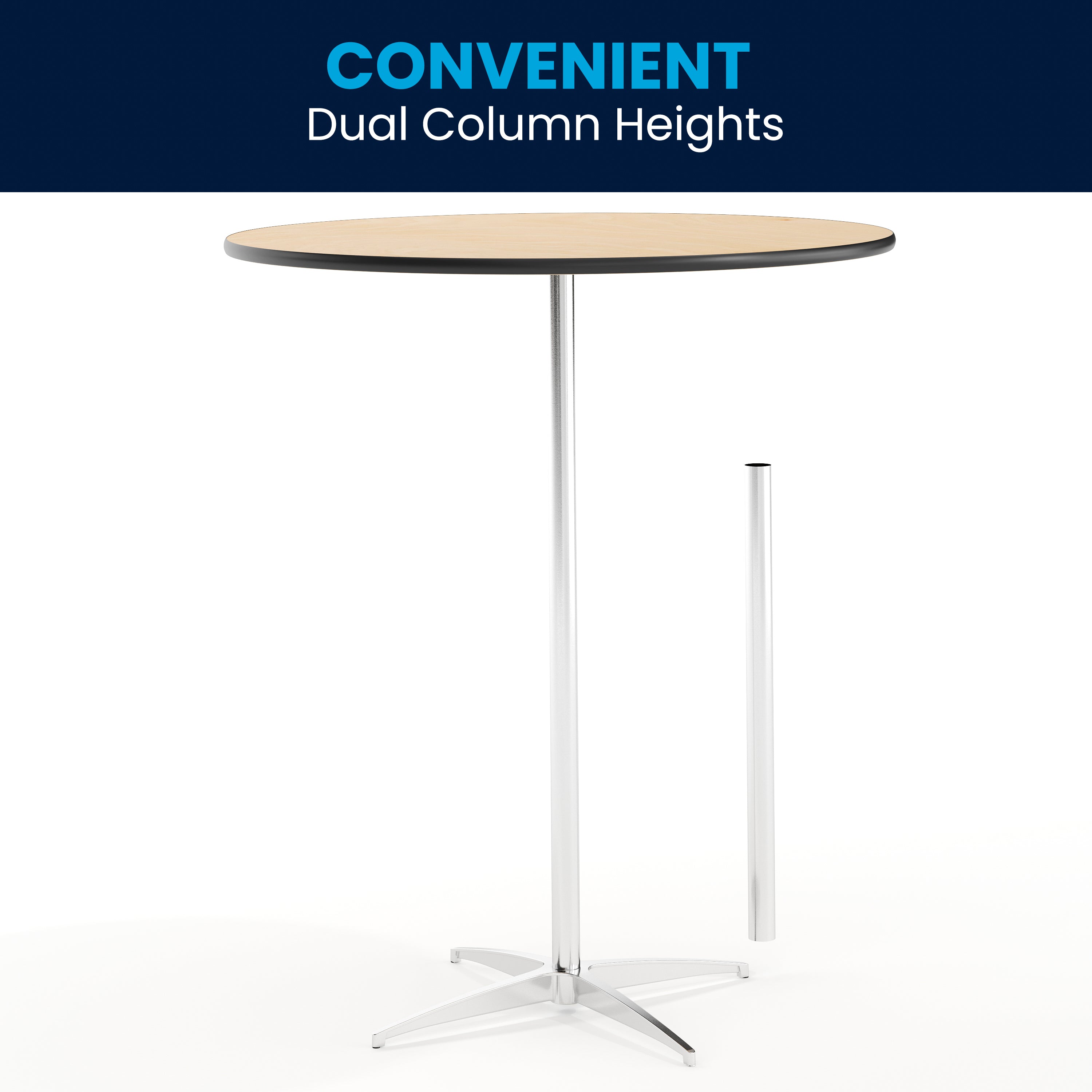 Lars 36'' Round Wood Cocktail Table with 30'' and 42'' Columns