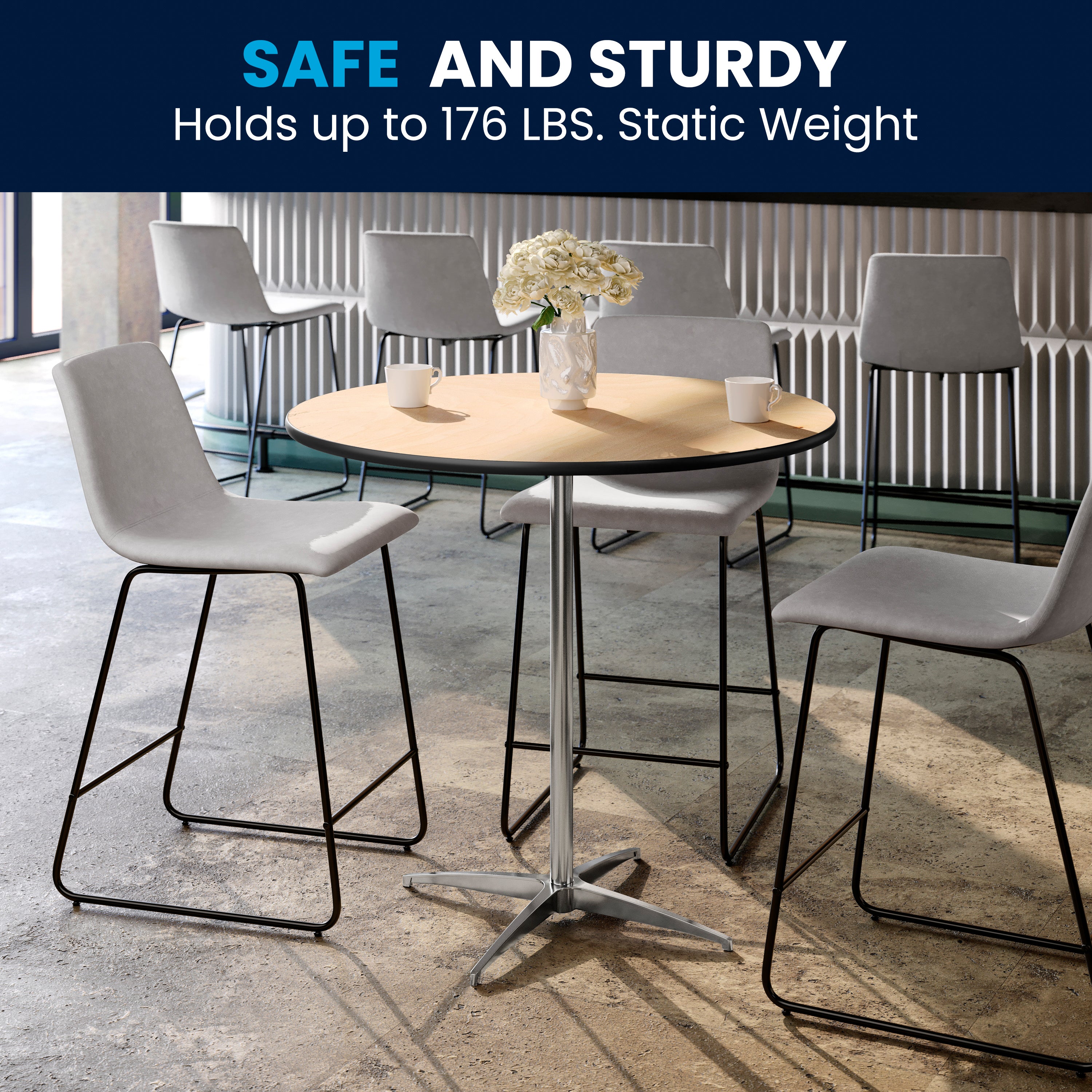 Lars 36'' Round Wood Cocktail Table with 30'' and 42'' Columns