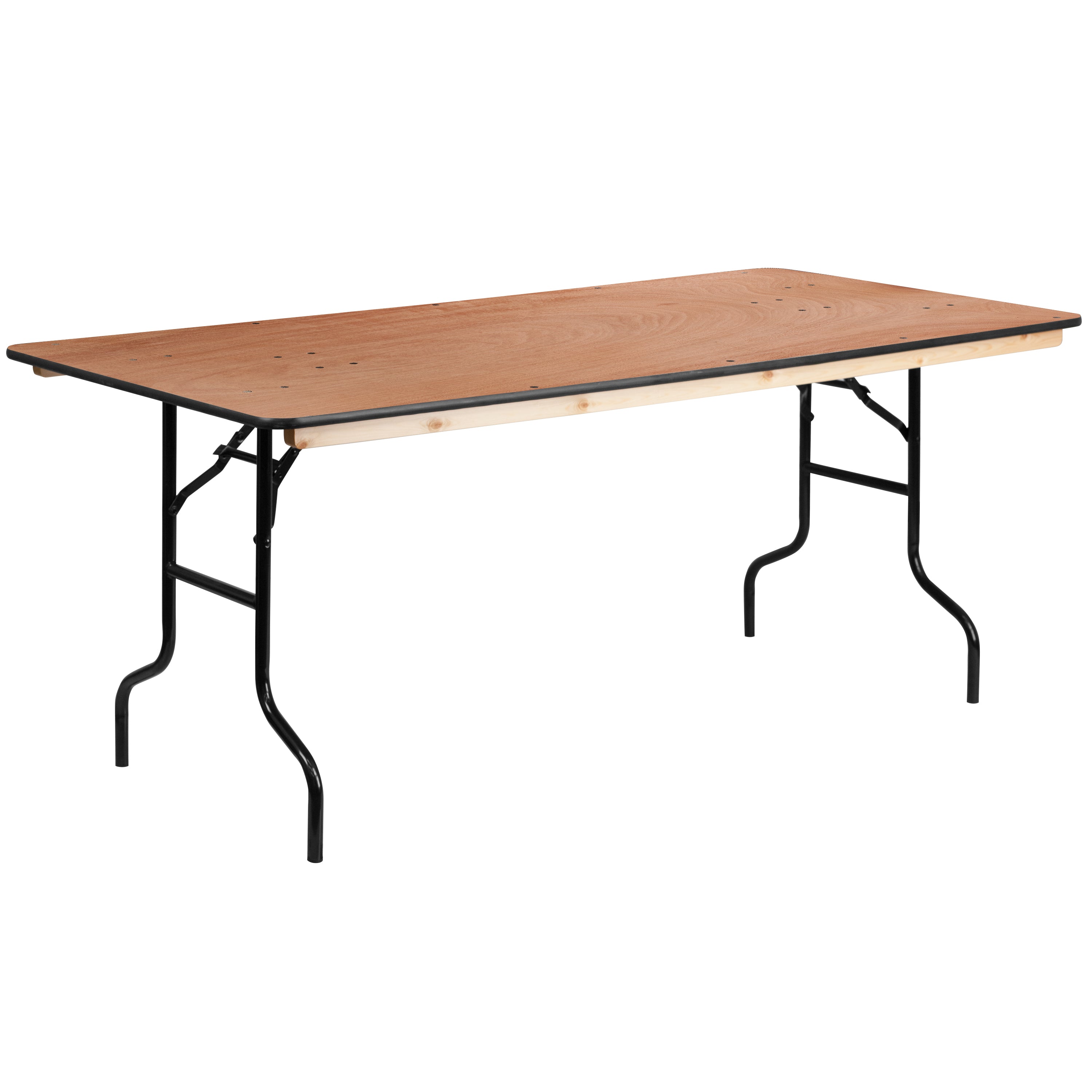 Fielder 6-Foot Rectangular Wood Folding Banquet Table with Clear Coated Finished Top
