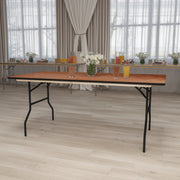 Fielder 6-Foot Rectangular Wood Folding Banquet Table with Clear Coated Finished Top
