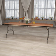 Fielder 8-Foot Rectangular Wood Folding Banquet Table with Clear Coated Finished Top