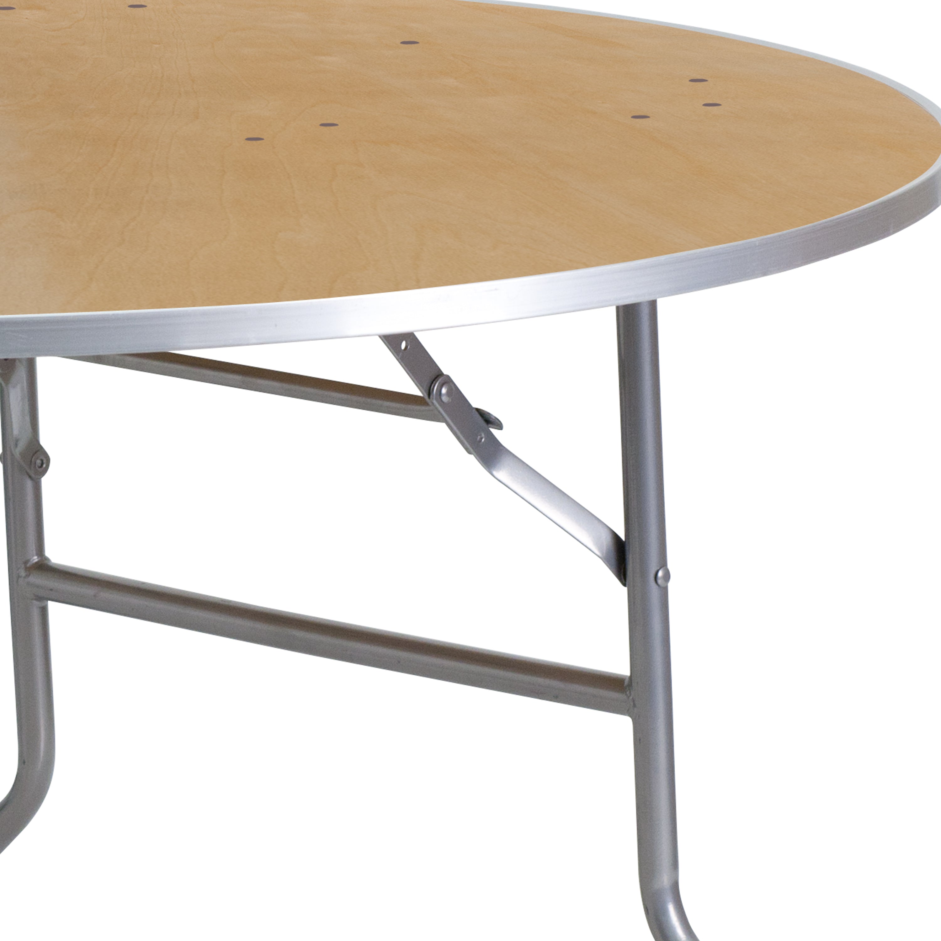 Fielder 4-Foot Round HEAVY DUTY Birchwood Folding Banquet Table with METAL Edges
