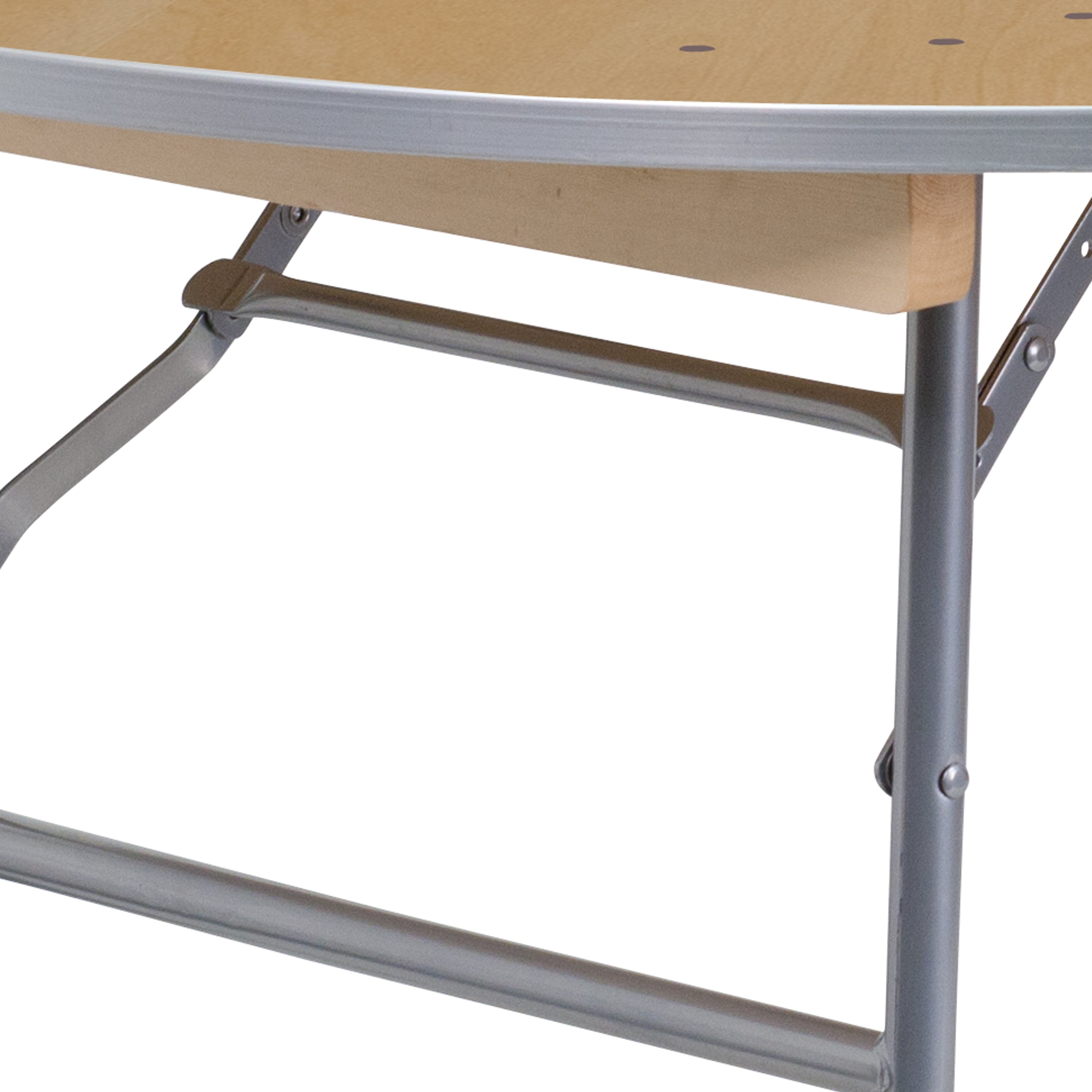 Fielder 4-Foot Round HEAVY DUTY Birchwood Folding Banquet Table with METAL Edges