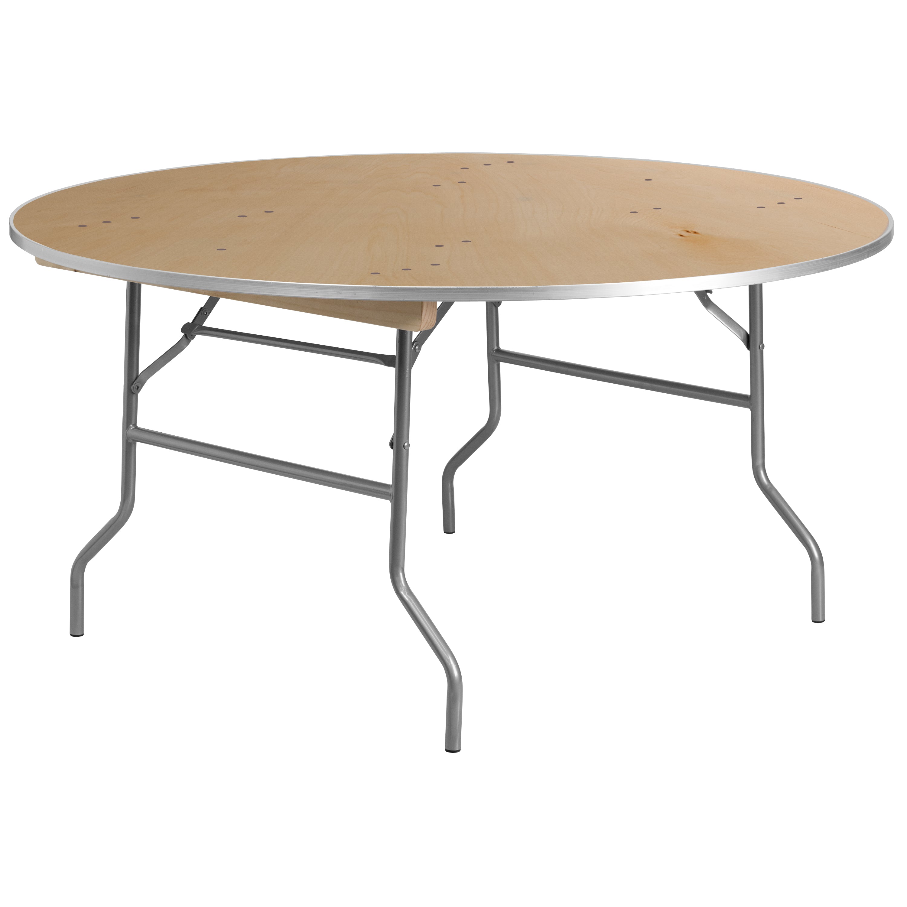 Fielder 5-Foot Round HEAVY DUTY Birchwood Folding Banquet Table with METAL Edges