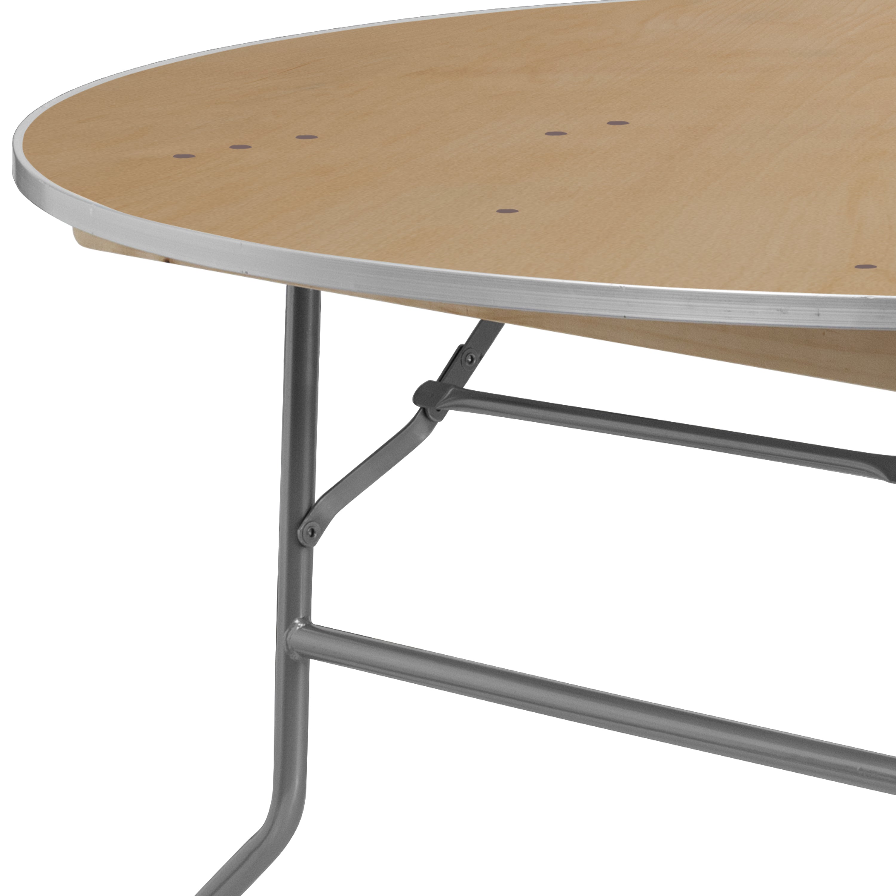 Fielder 5-Foot Round HEAVY DUTY Birchwood Folding Banquet Table with METAL Edges
