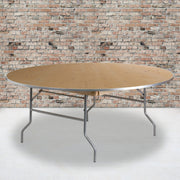 Fielder 6-Foot Round HEAVY DUTY Birchwood Folding Banquet Table with METAL Edges