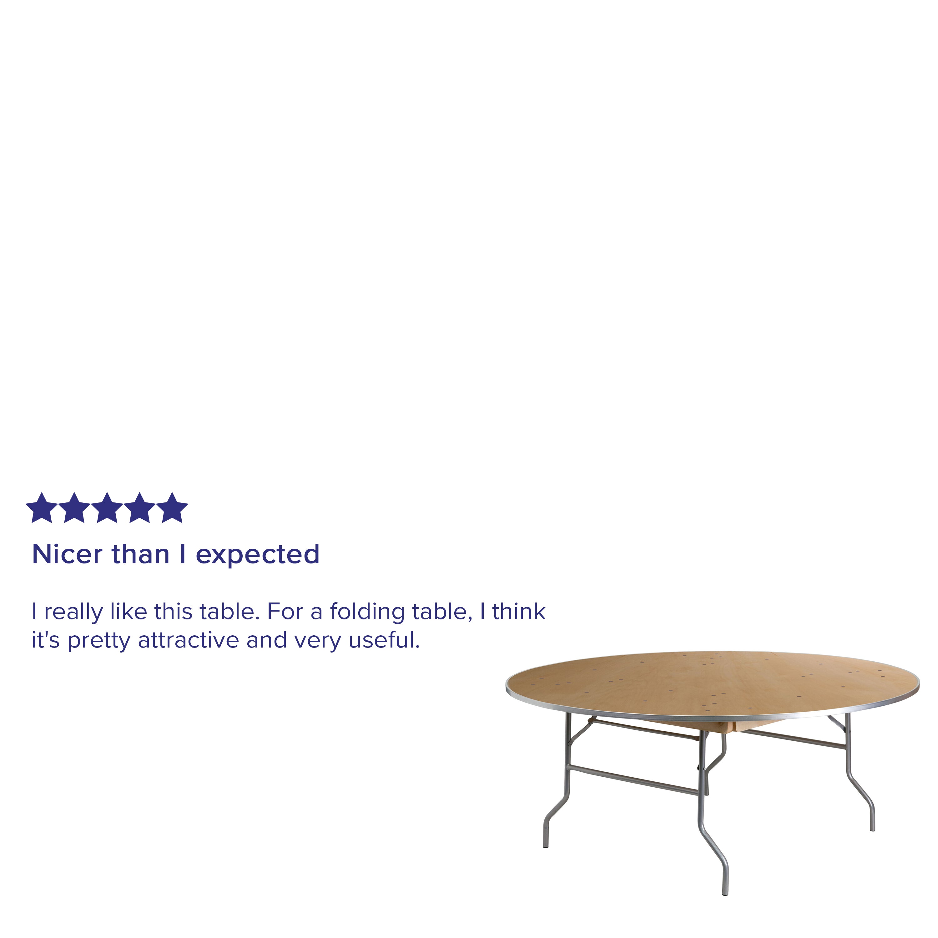 Fielder 6-Foot Round HEAVY DUTY Birchwood Folding Banquet Table with METAL Edges