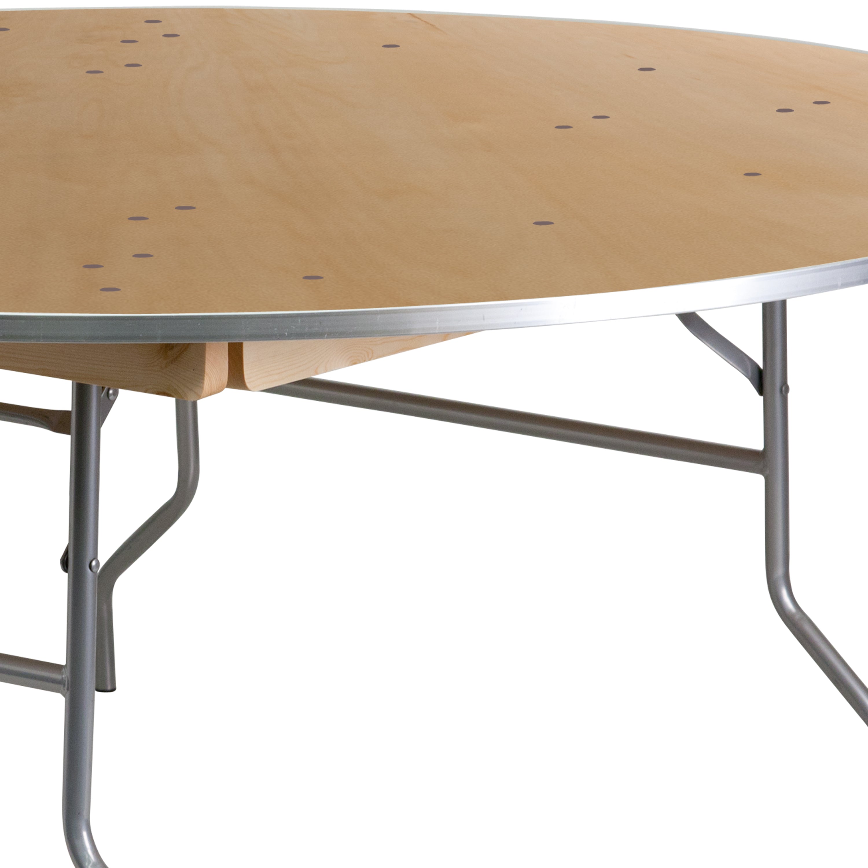 Fielder 6-Foot Round HEAVY DUTY Birchwood Folding Banquet Table with METAL Edges