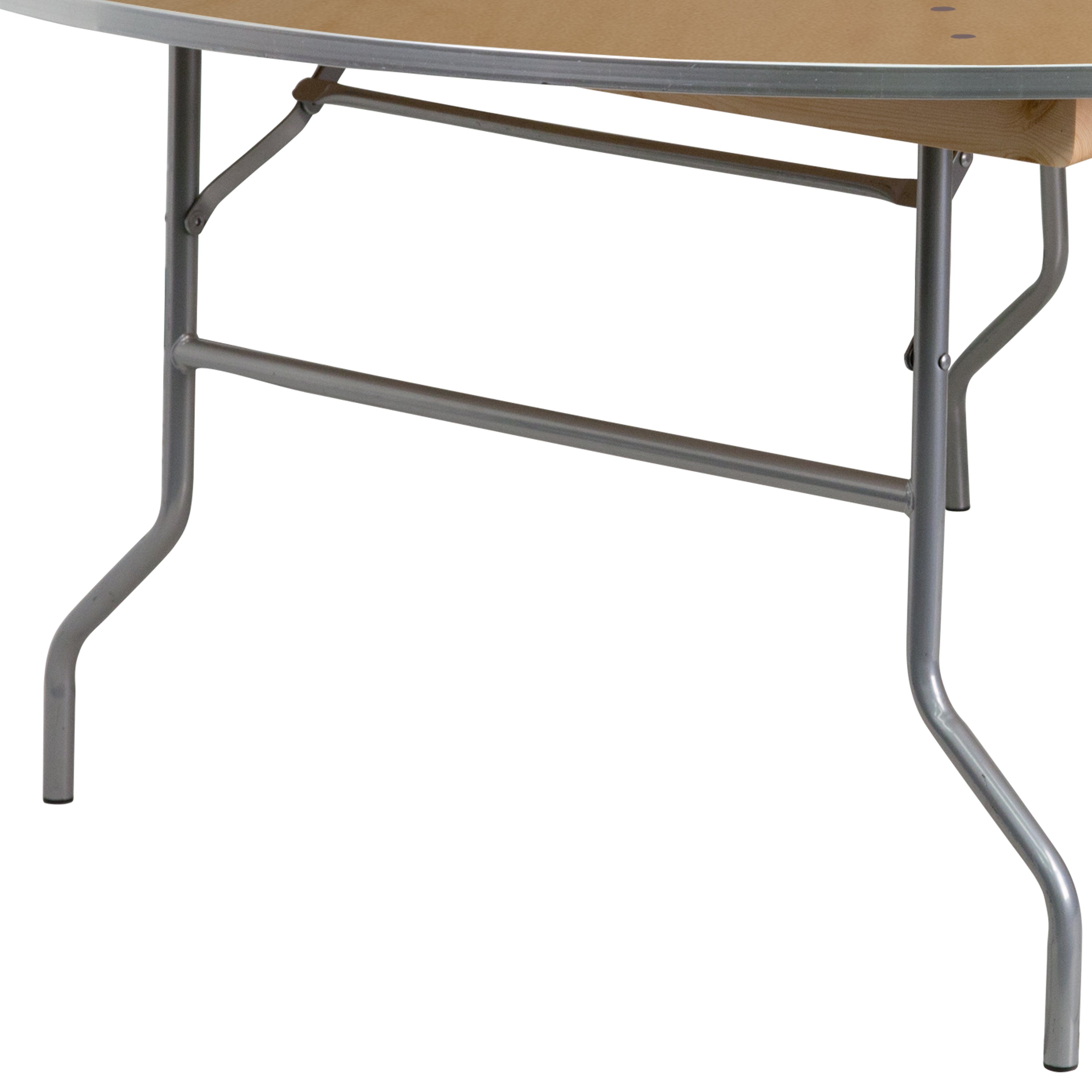 Fielder 6-Foot Round HEAVY DUTY Birchwood Folding Banquet Table with METAL Edges