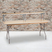 Amara 72'' x 12'' x 12'' Birchwood Bar Top Riser with Silver Legs