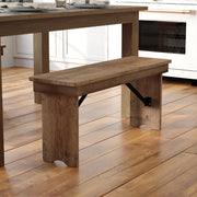 HERCULES Series 40'' x 12'' Antique Rustic Solid Pine Folding Farm Bench