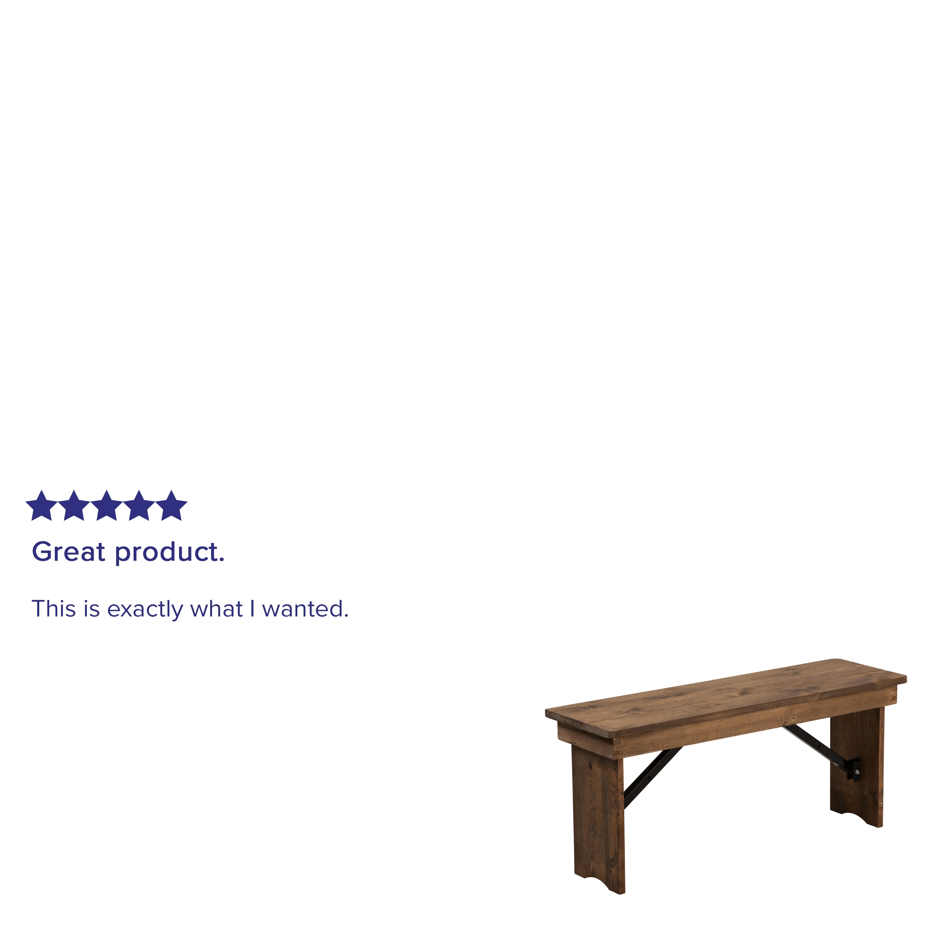 HERCULES Series 40'' x 12'' Antique Rustic Solid Pine Folding Farm Bench