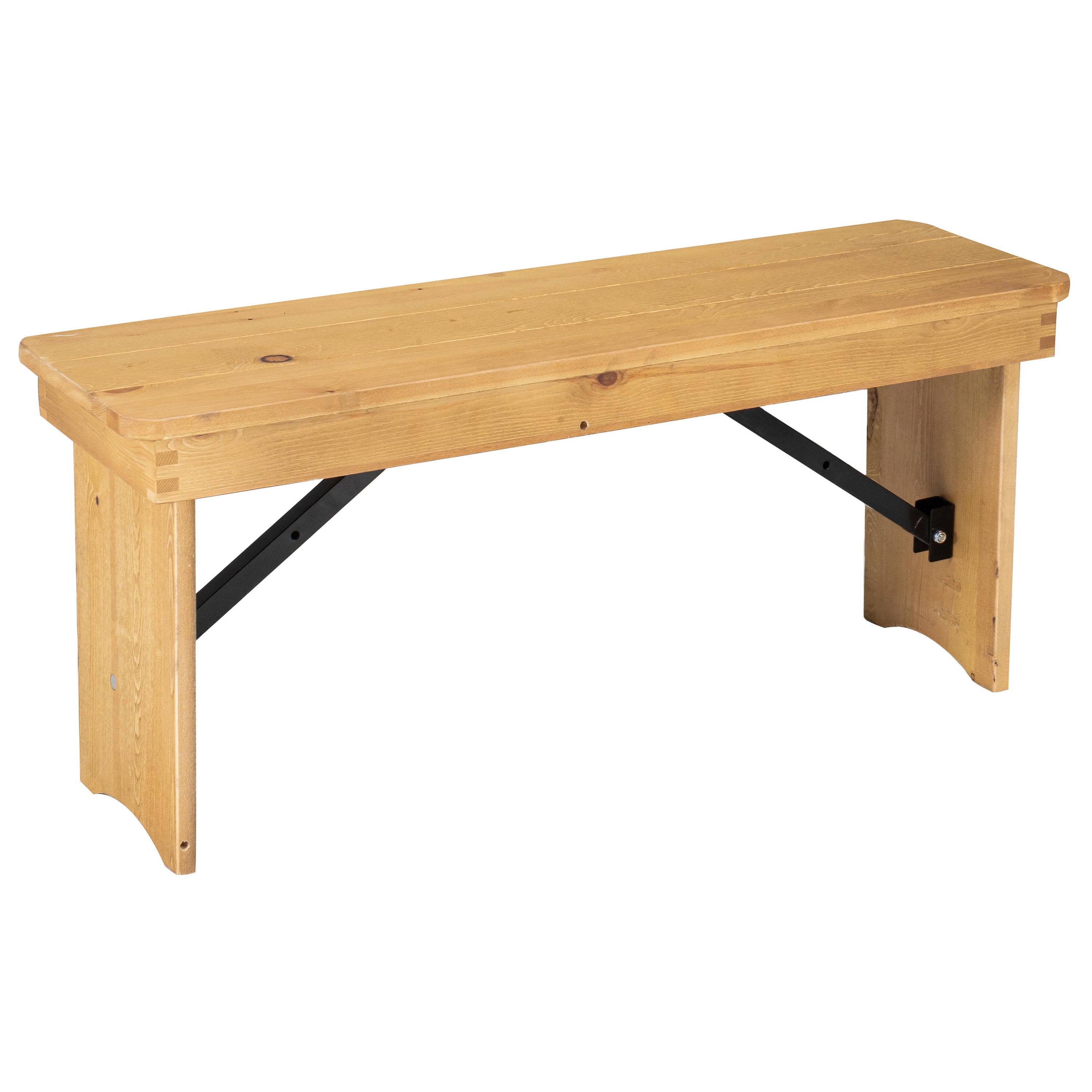 HERCULES 40'' x 12'' Light Natural Solid Pine Folding Farm Bench