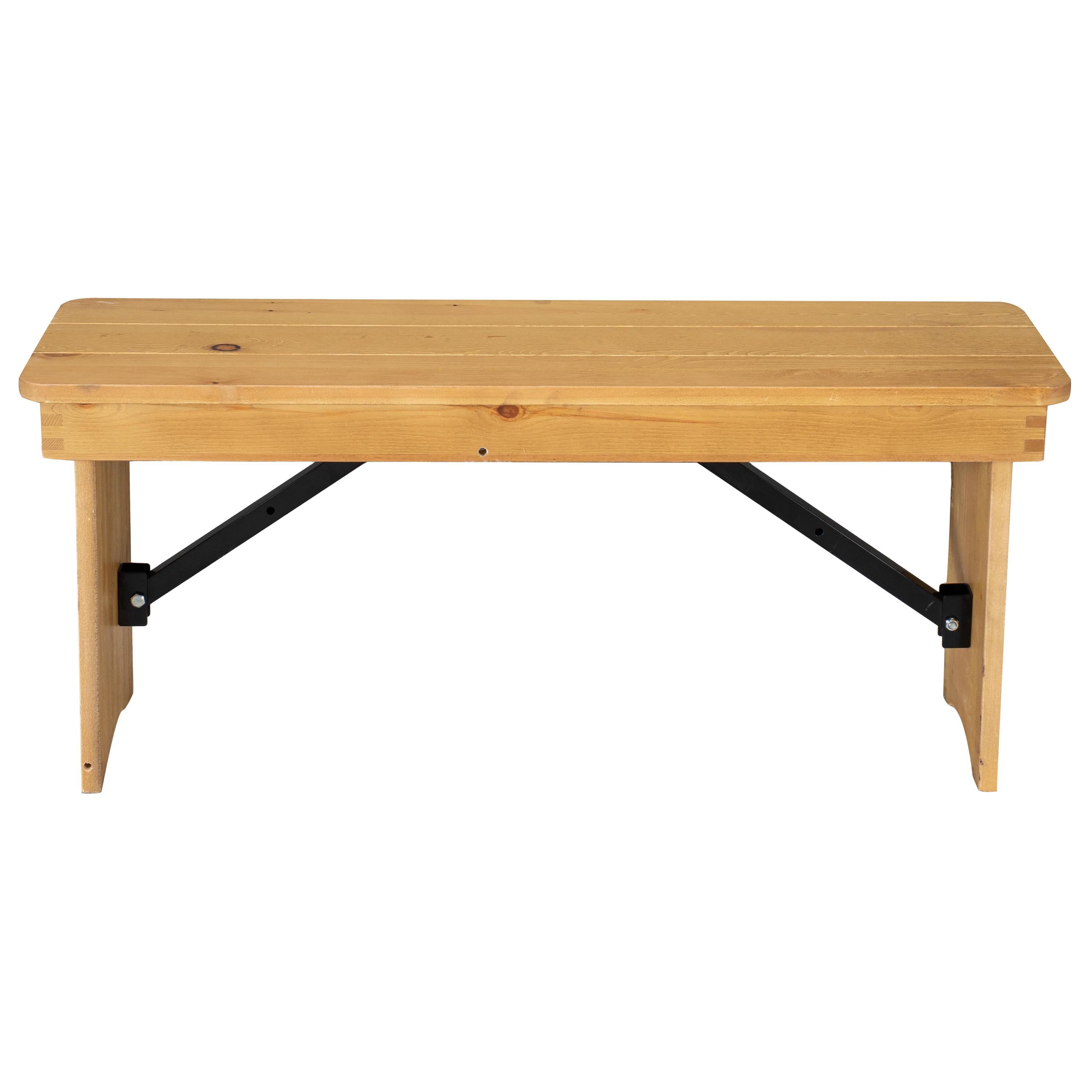 HERCULES 40'' x 12'' Light Natural Solid Pine Folding Farm Bench